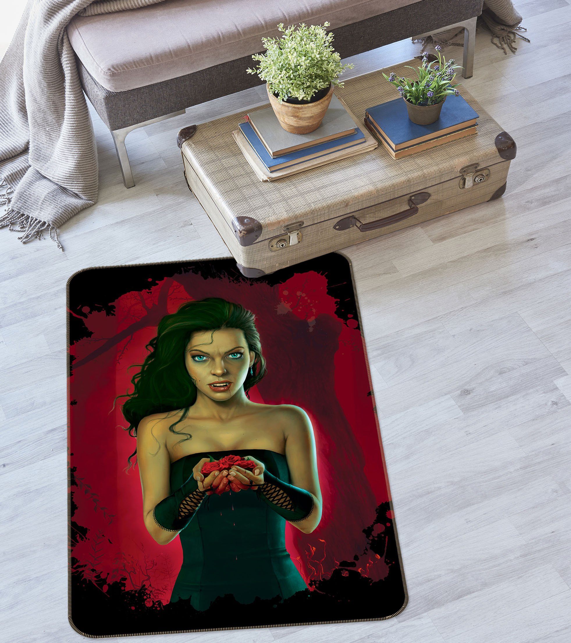 3D Blood Roses 1012 Vincent Hie Rug Non Slip Rug Mat Mat AJ Creativity Home 