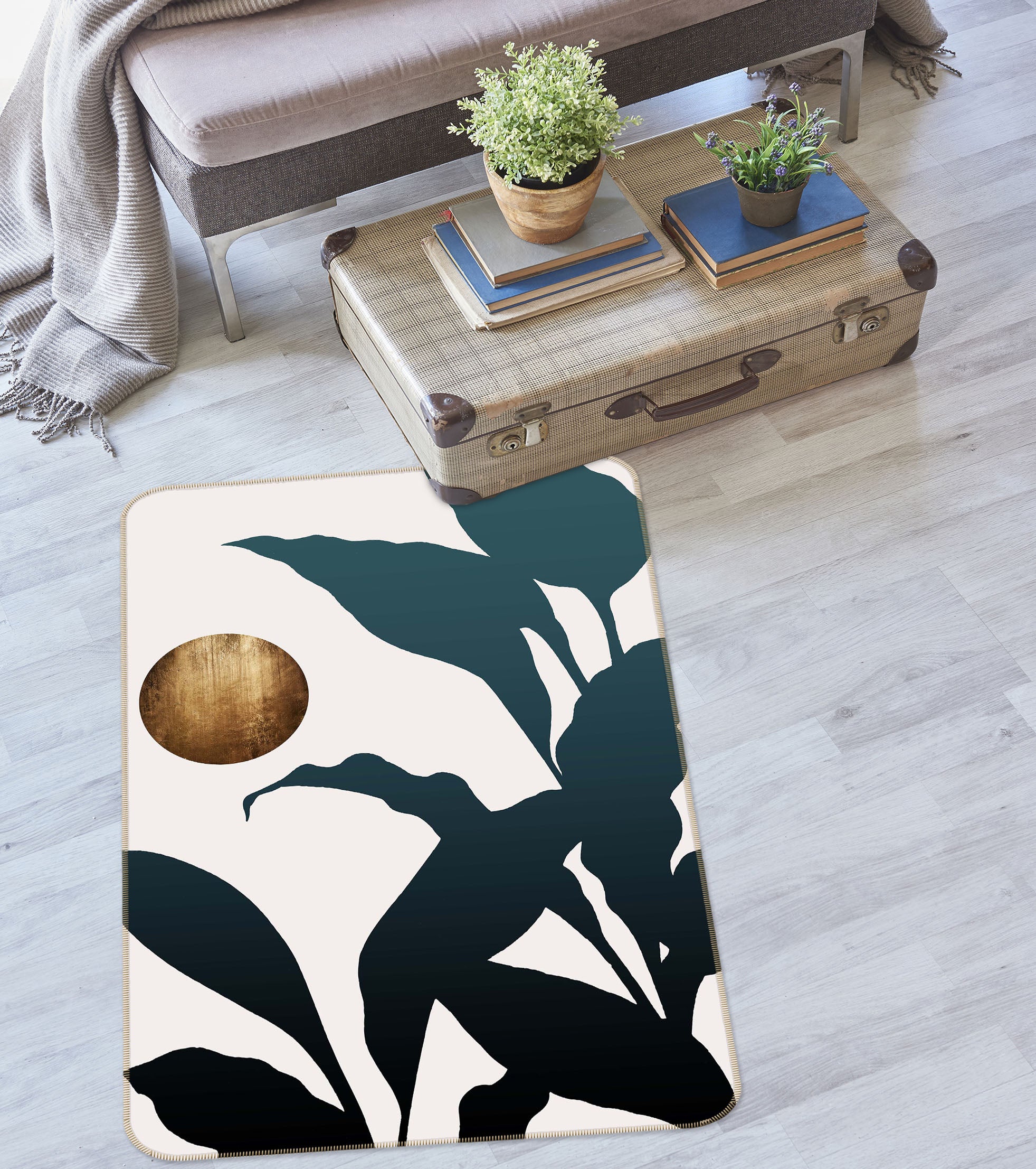 3D Moon Leaf 1054 Boris Draschoff Rug Non Slip Rug Mat