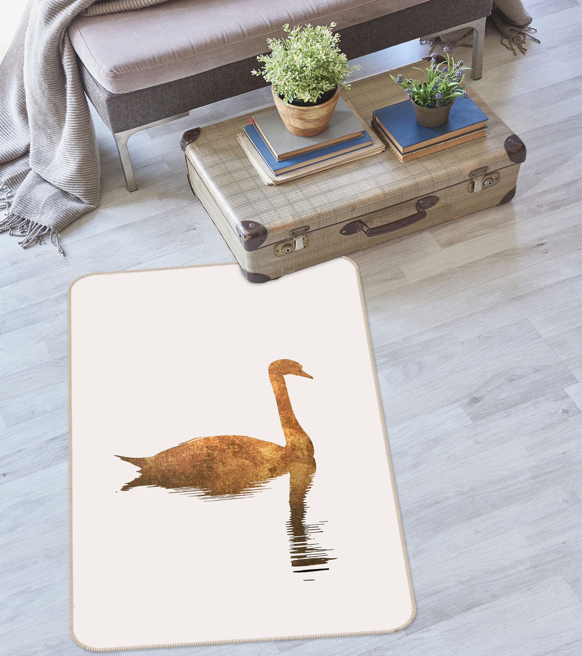 3D Golden Swan 1126 Boris Draschoff Rug Non Slip Rug Mat