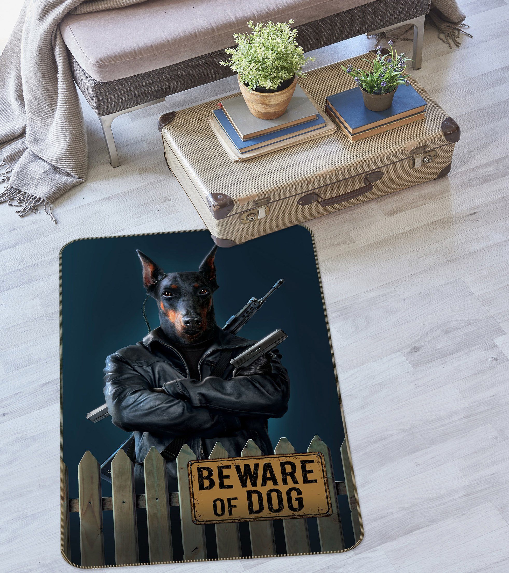 3D Beware Of Dog 1009 Vincent Hie Rug Non Slip Rug Mat Mat AJ Creativity Home 