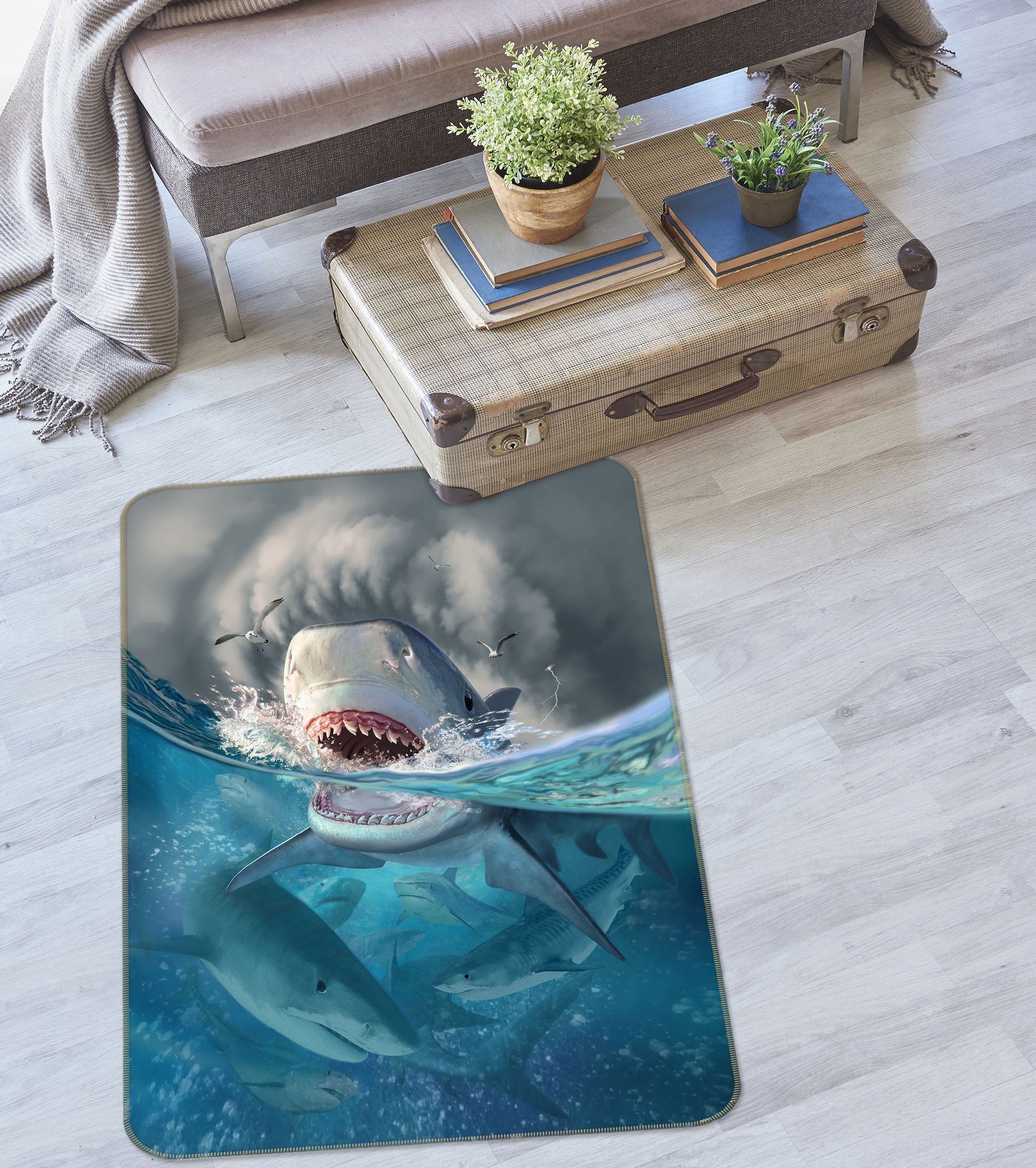 3D Shark 83108 Jerry LoFaro Rug Non Slip Rug Mat