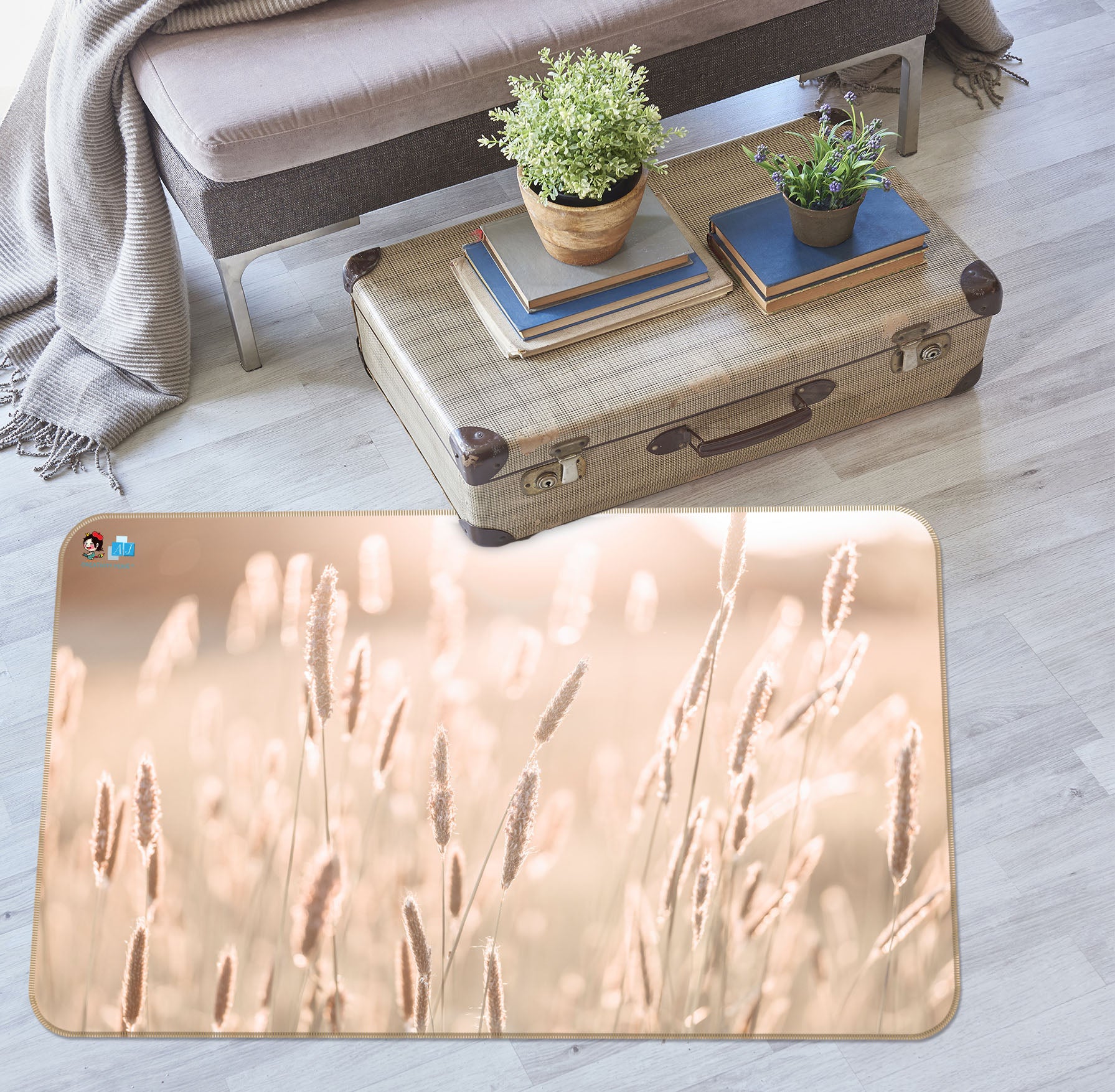 3D Grass Weed 6739 Assaf Frank Rug Non Slip Rug Mat