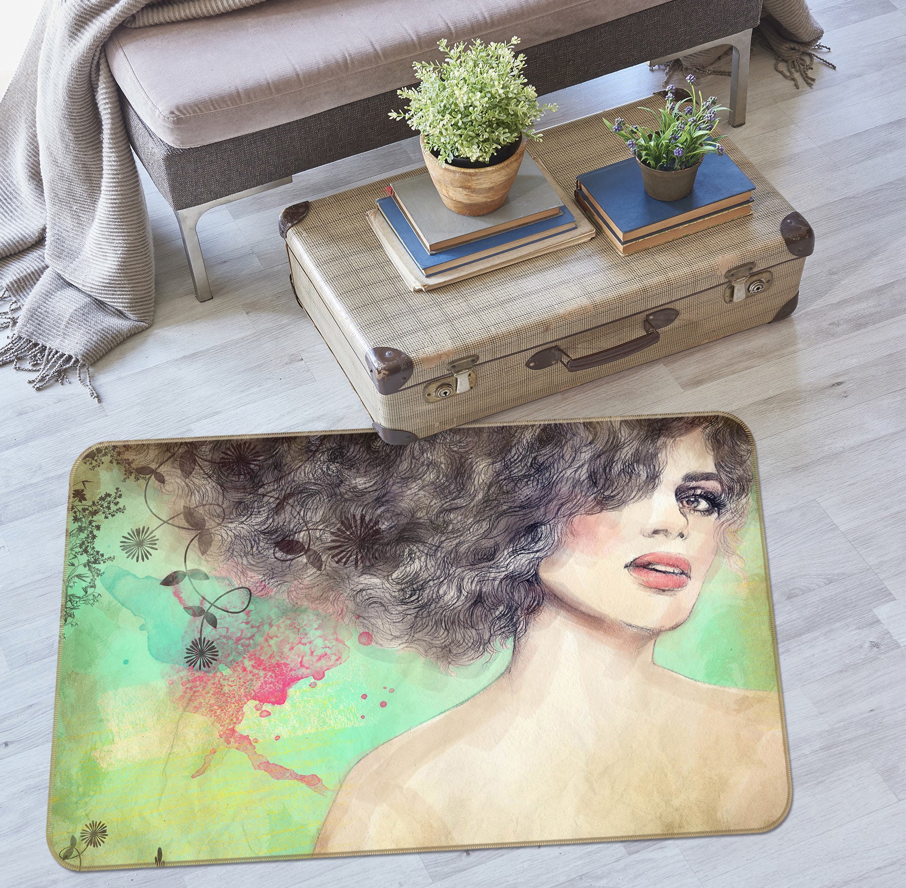 3D Model Girl 1001 Non Slip Rug Mat