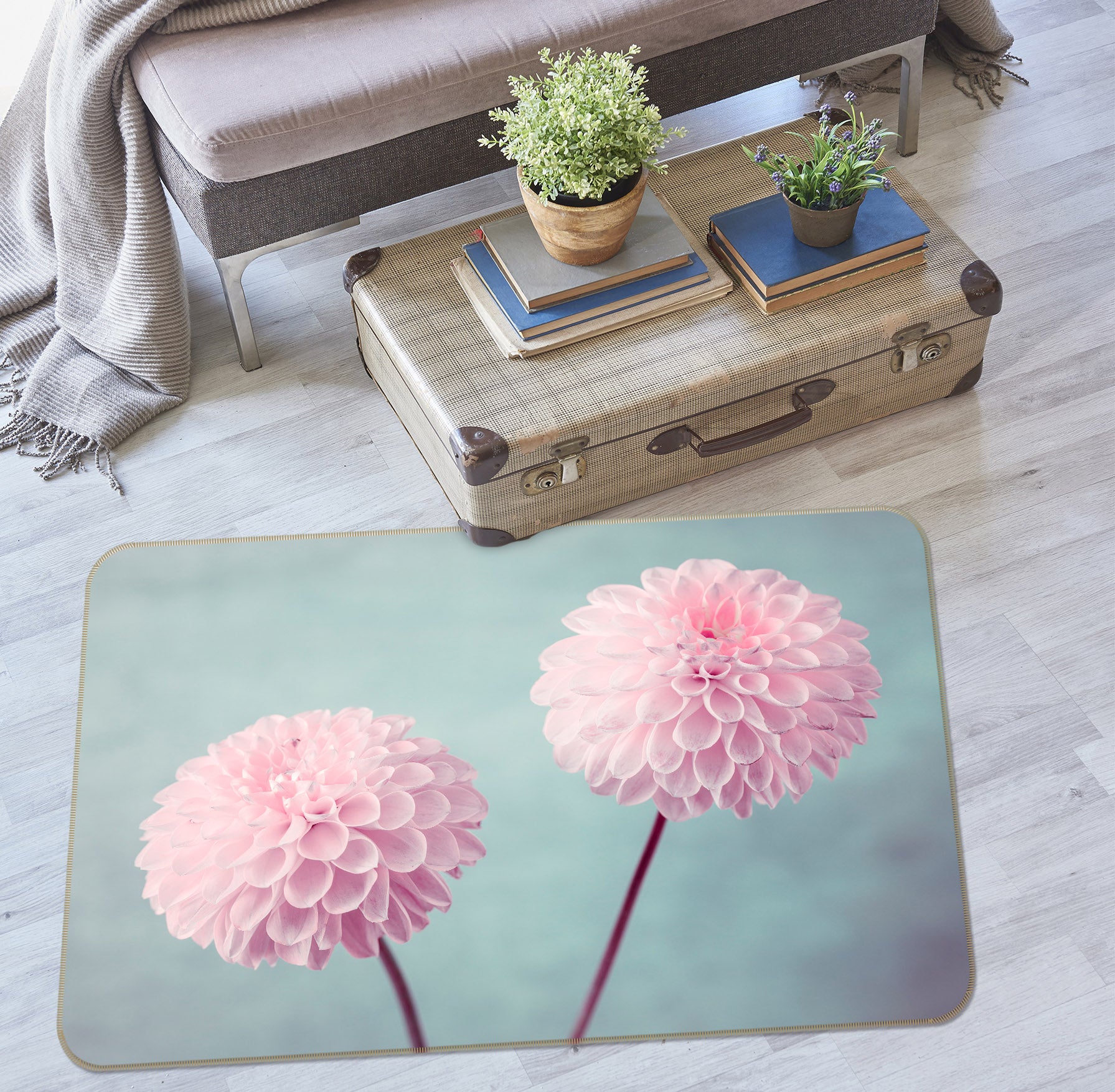 3D Pink Flowers 83252 Assaf Frank Rug Non Slip Rug Mat