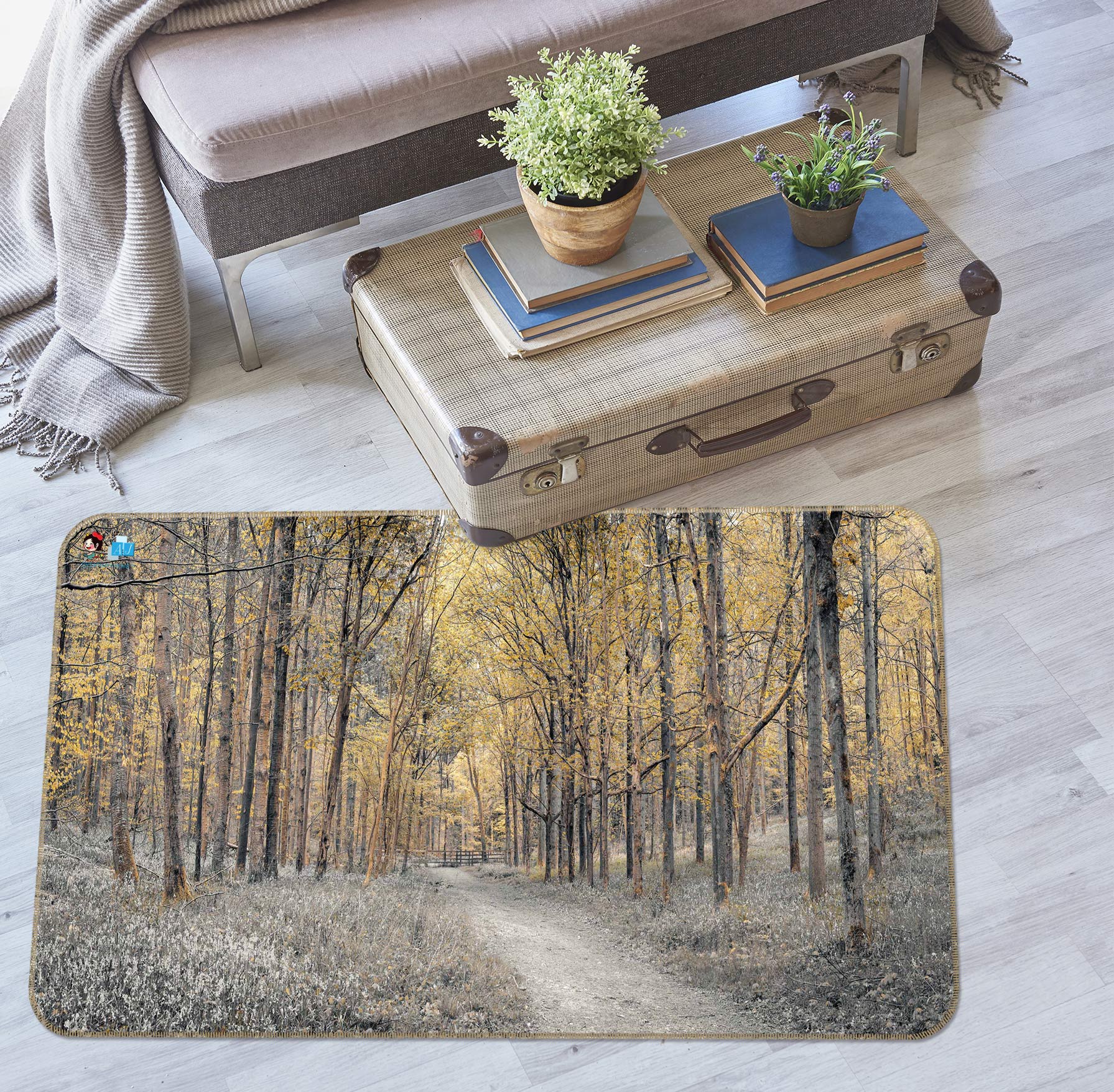 3D Forest Path 6897 Assaf Frank Rug Non Slip Rug Mat