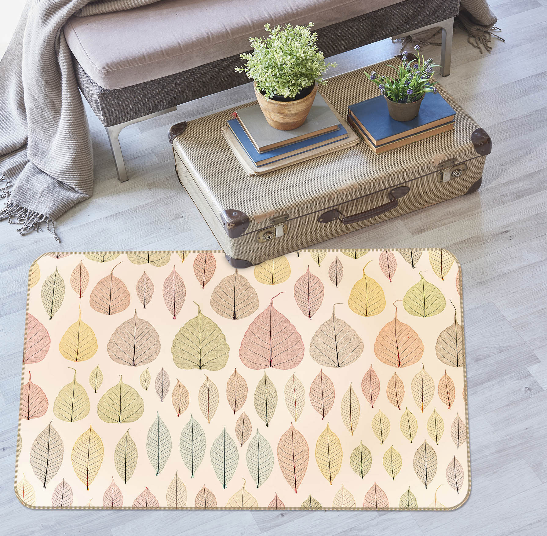 3D Colored Leaves 3038 Assaf Frank Rug Non Slip Rug Mat