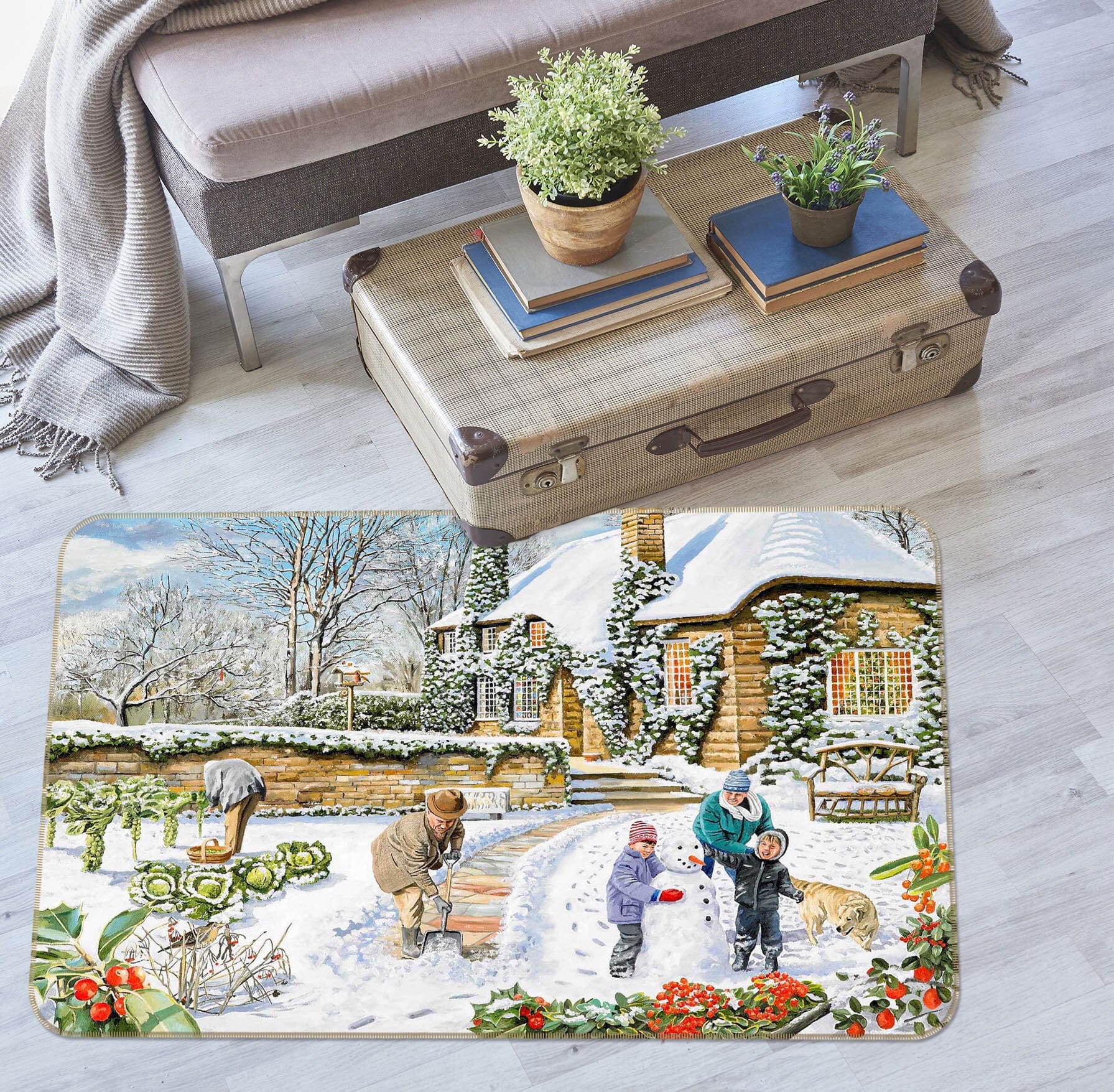 3D Snowball Fight 1053 Trevor Mitchell Rug Non Slip Rug Mat Mat AJ Creativity Home 