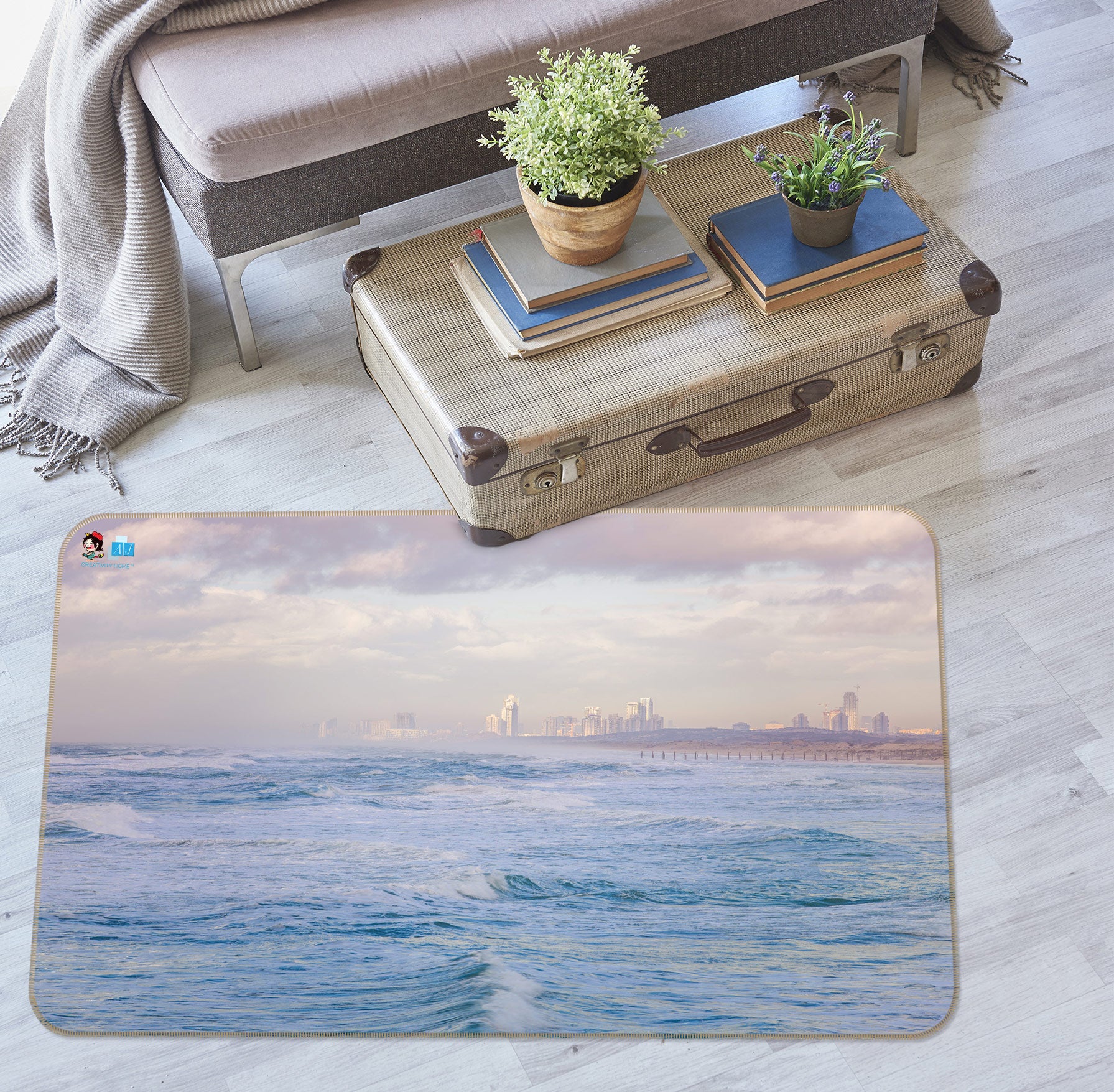 3D Sea Waves 6828 Assaf Frank Rug Non Slip Rug Mat