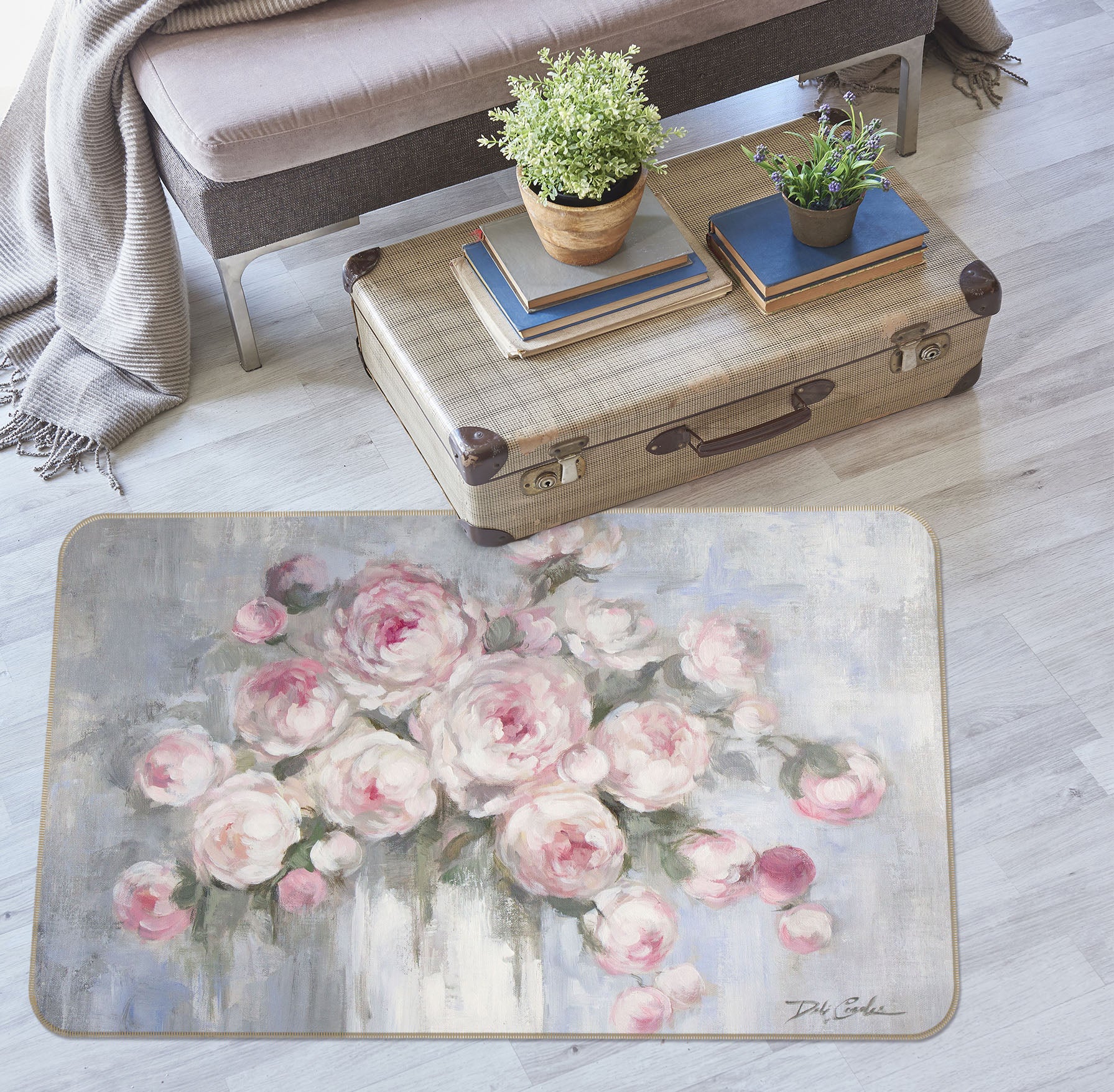 3D White Vase 1155 Debi Coules Rug Non Slip Rug Mat