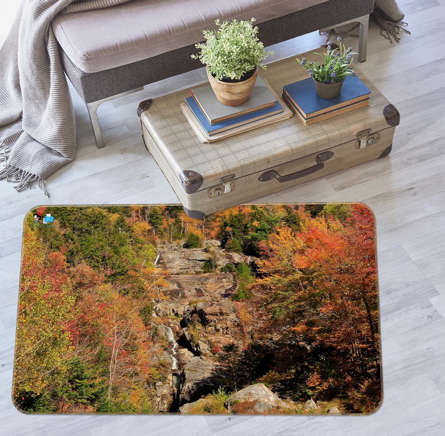 3D Trees In The Mountains 62060 Kathy Barefield Rug Non Slip Rug Mat