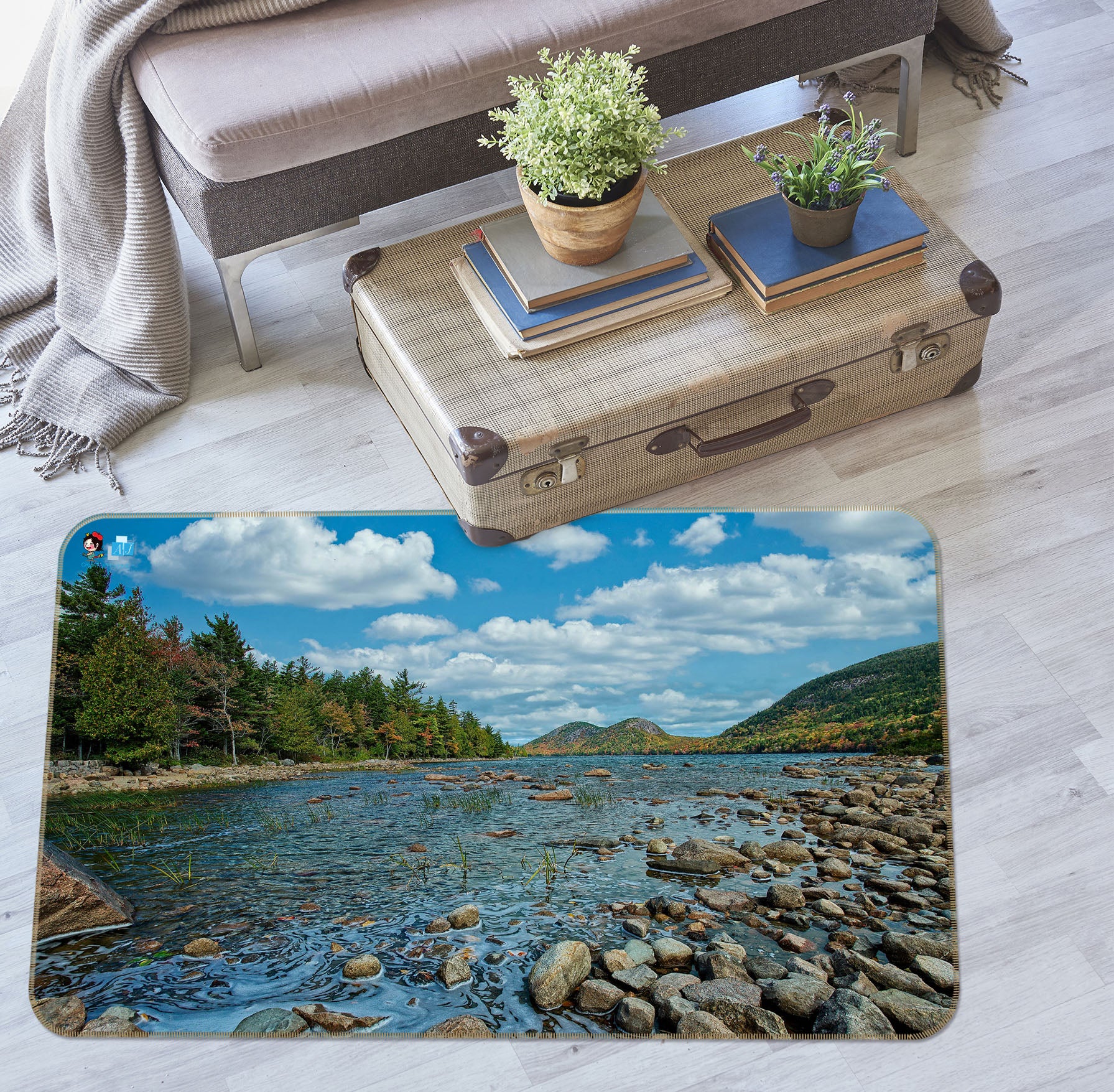 3D Small River Stone 62050 Kathy Barefield Rug Non Slip Rug Mat