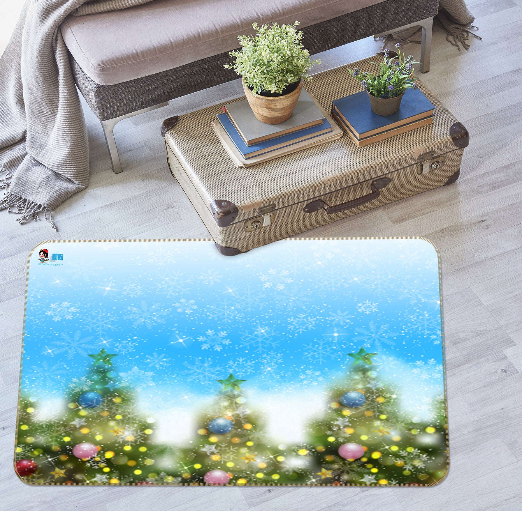 3D Tree Snow 55095 Christmas Non Slip Rug Mat Xmas