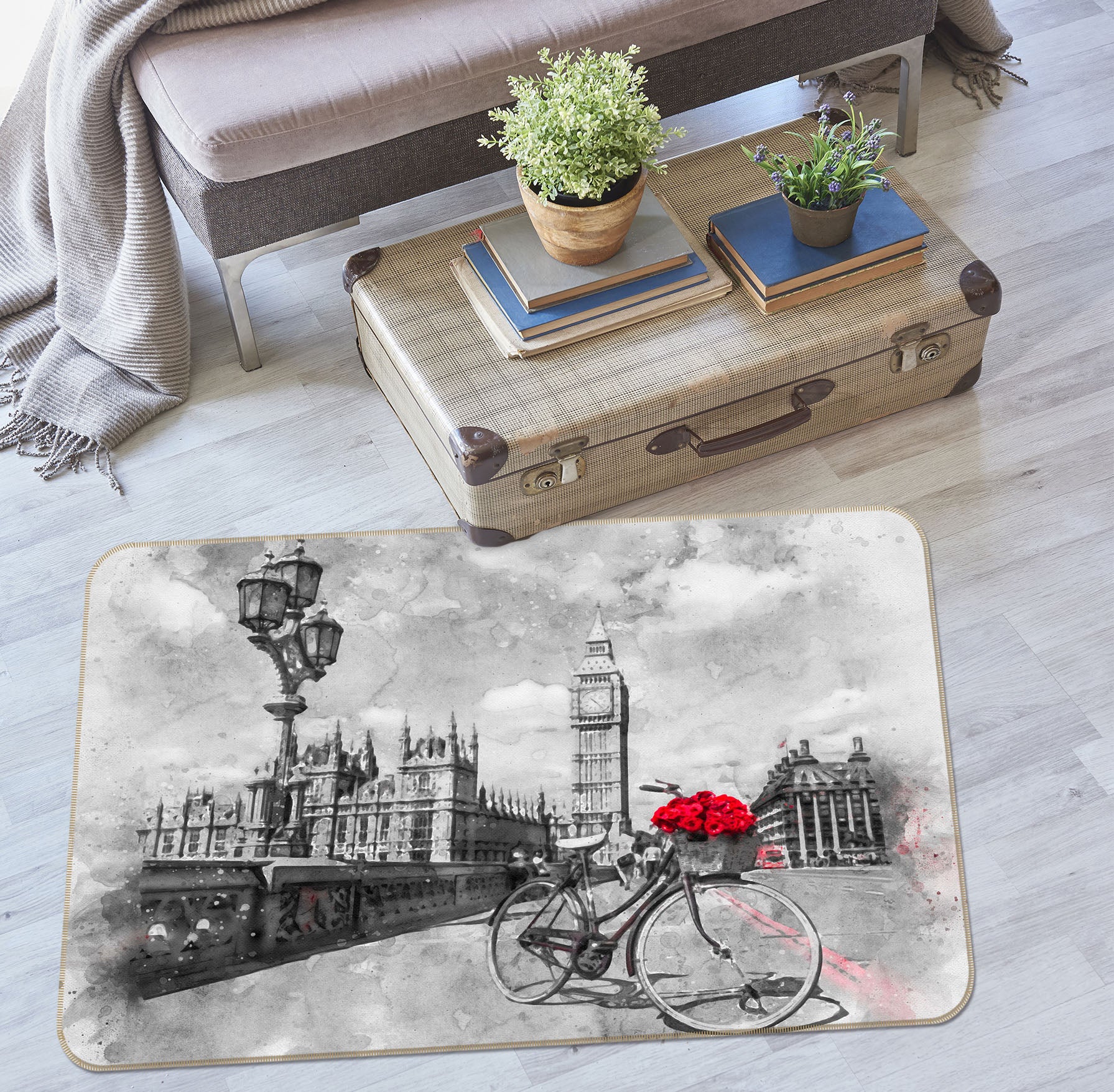 3D Bicycle New York 122 Assaf Frank Rug Non Slip Rug Mat