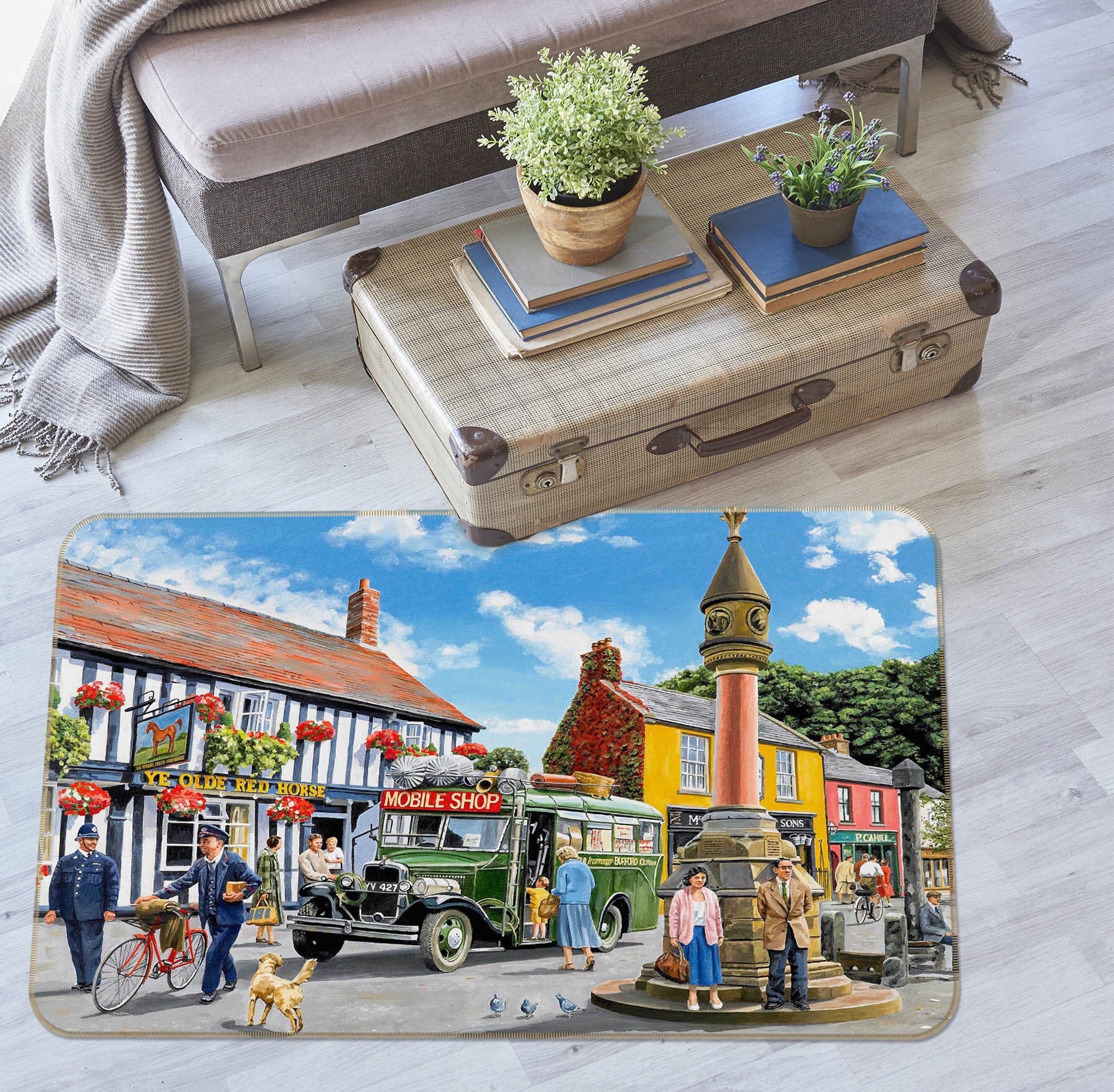 3D In The Market Place 1081 Trevor Mitchell Rug Non Slip Rug Mat Mat AJ Creativity Home 