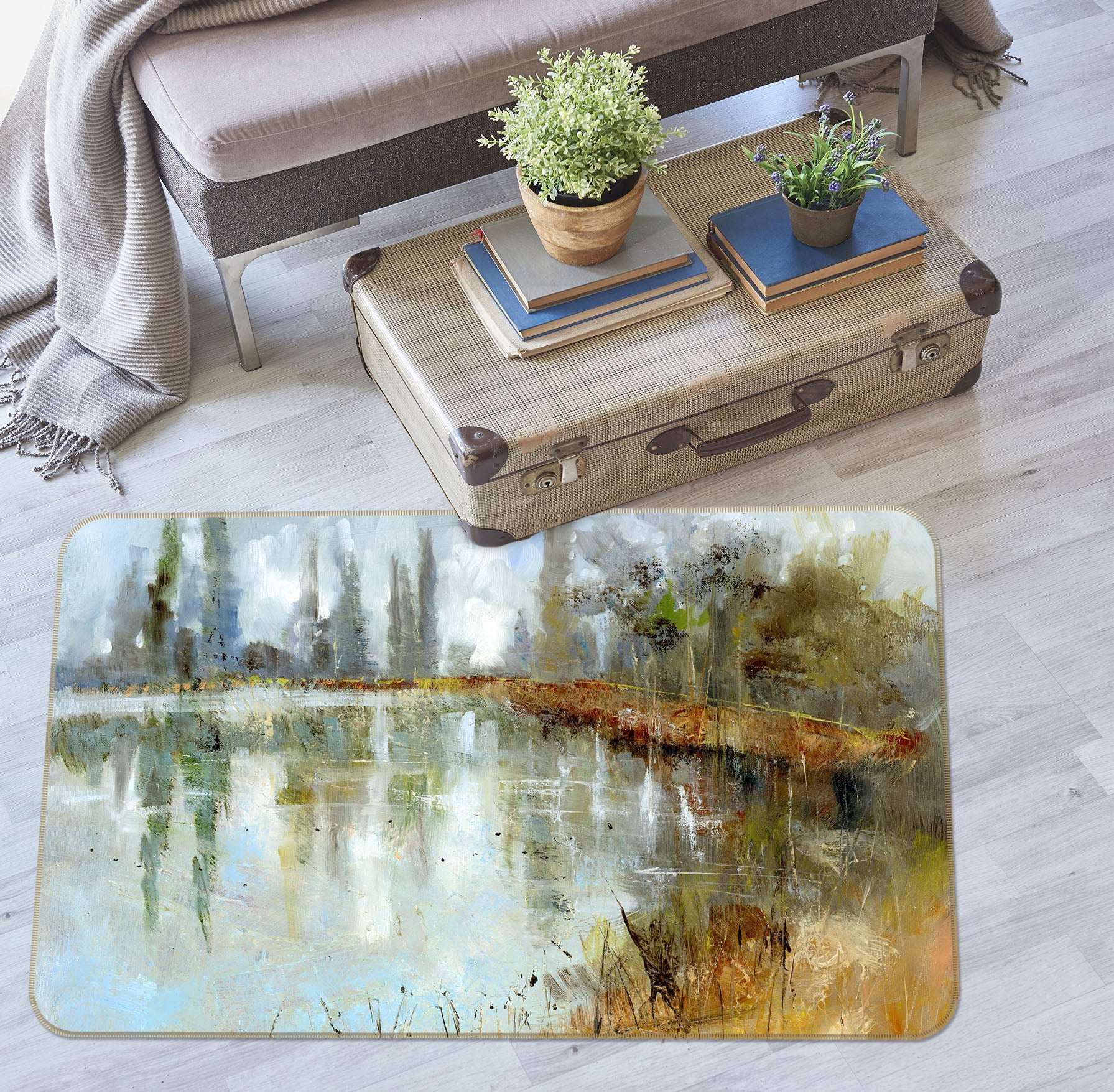 3D Ink Tree Reflection 84122 Anne Farrall Doyle Rug Non Slip Rug Mat