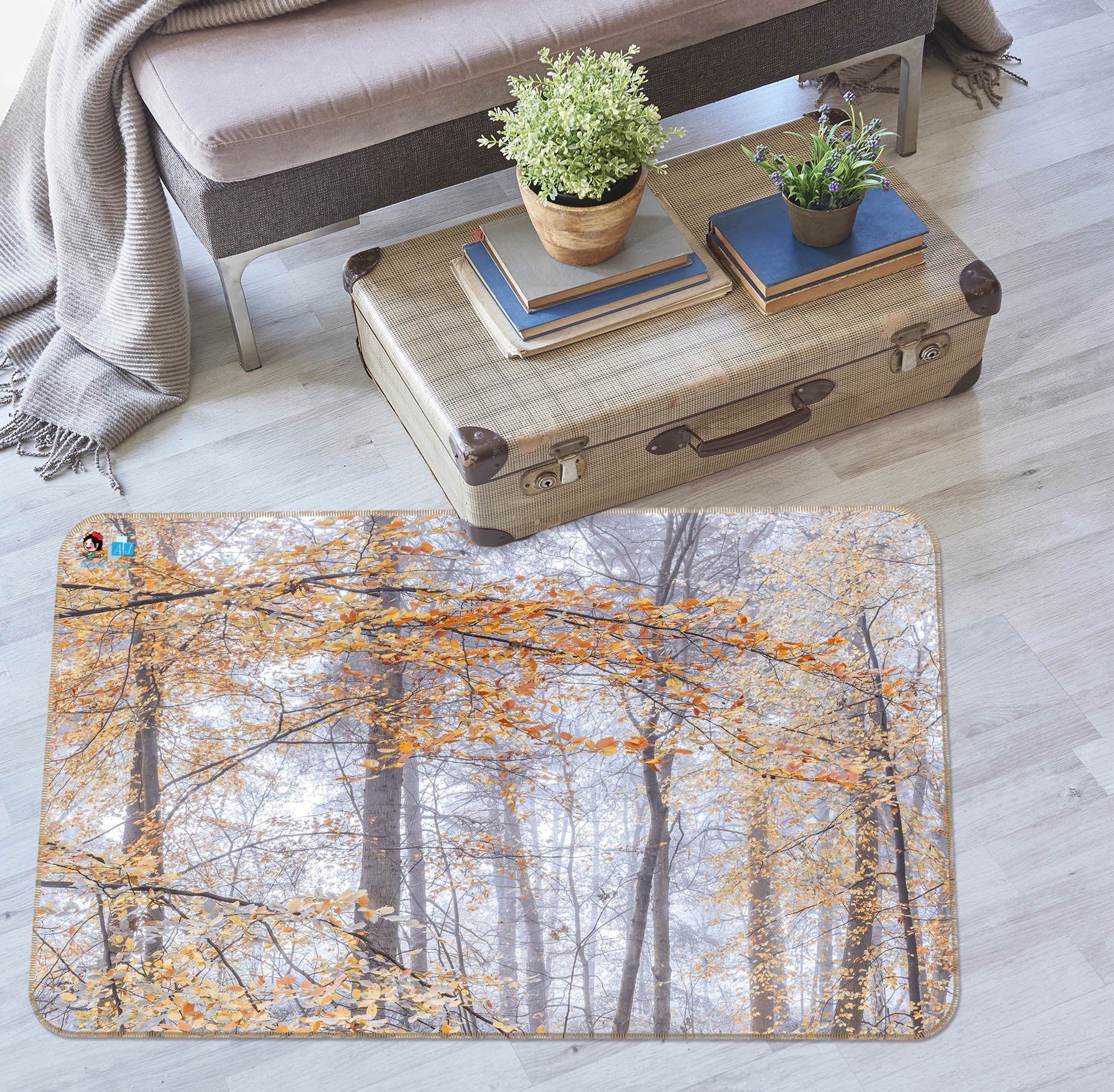 3D Tree Leaves 6745 Assaf Frank Rug Non Slip Rug Mat