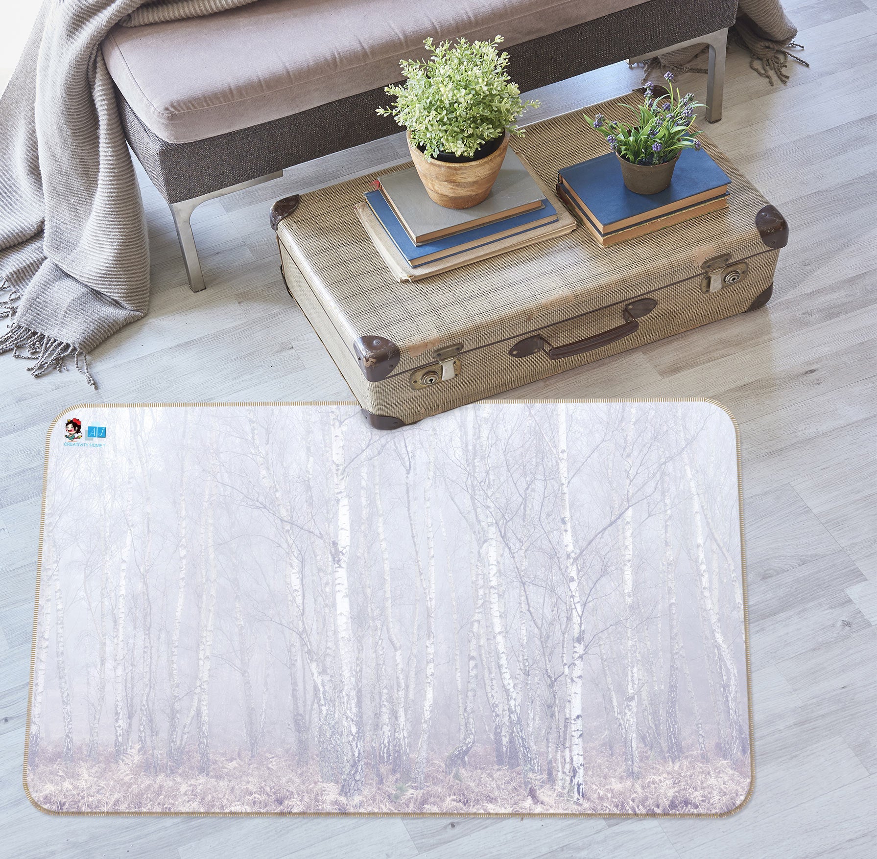 3D Foggy Forest 6881 Assaf Frank Rug Non Slip Rug Mat