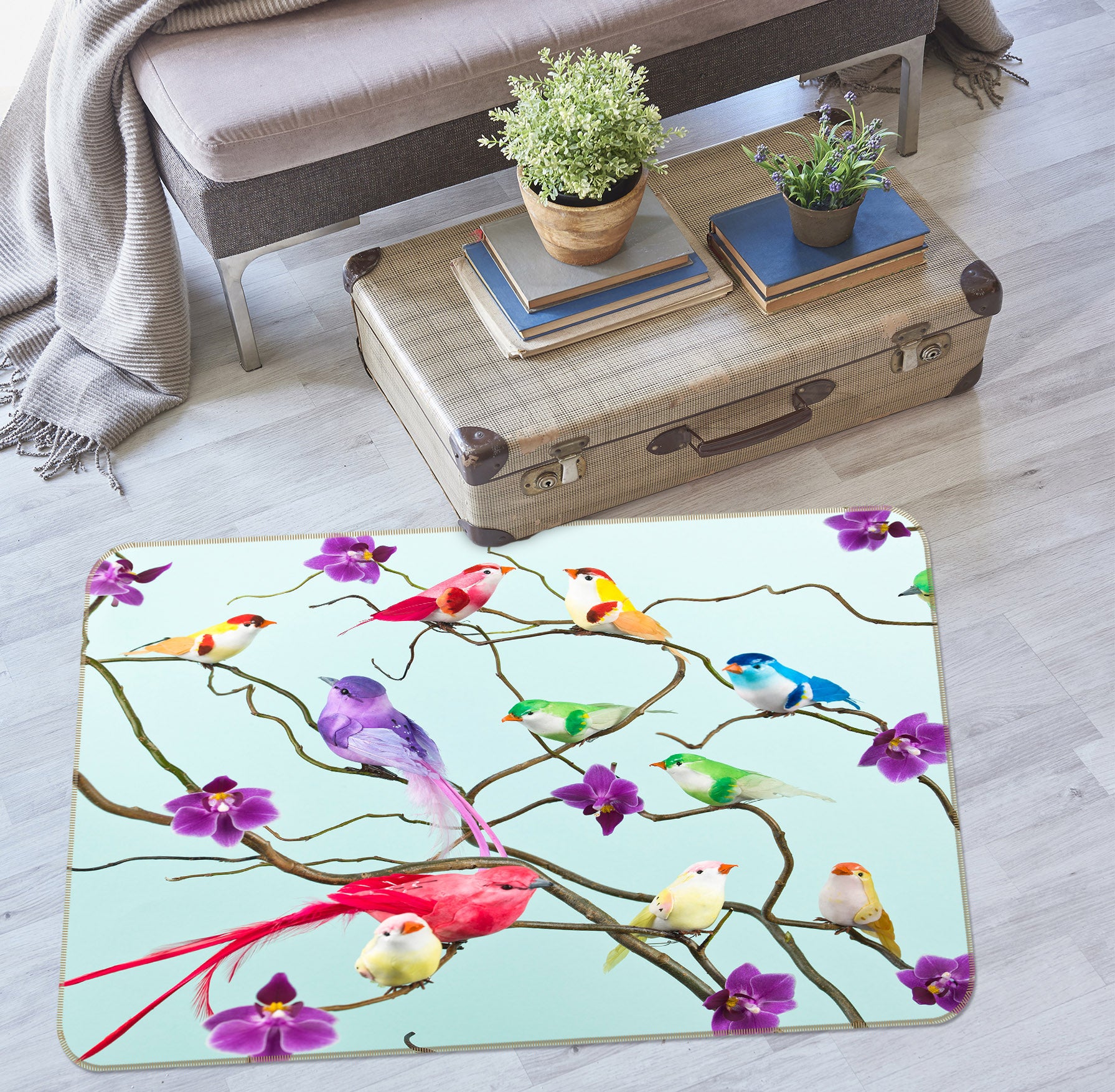 3D Color Bird 83213 Assaf Frank Rug Non Slip Rug Mat