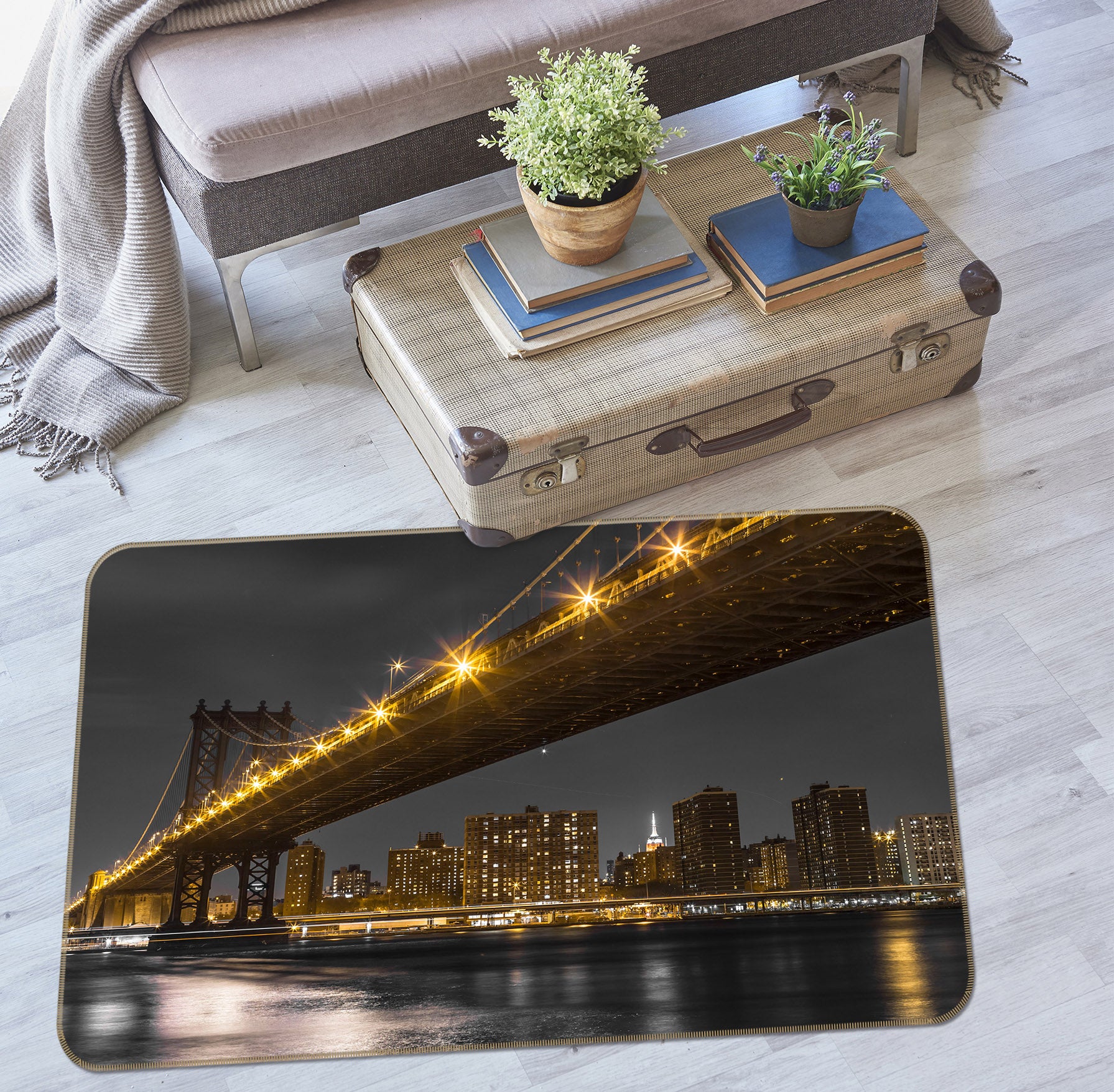 3D New York Bridge 112 Assaf Frank Rug Non Slip Rug Mat