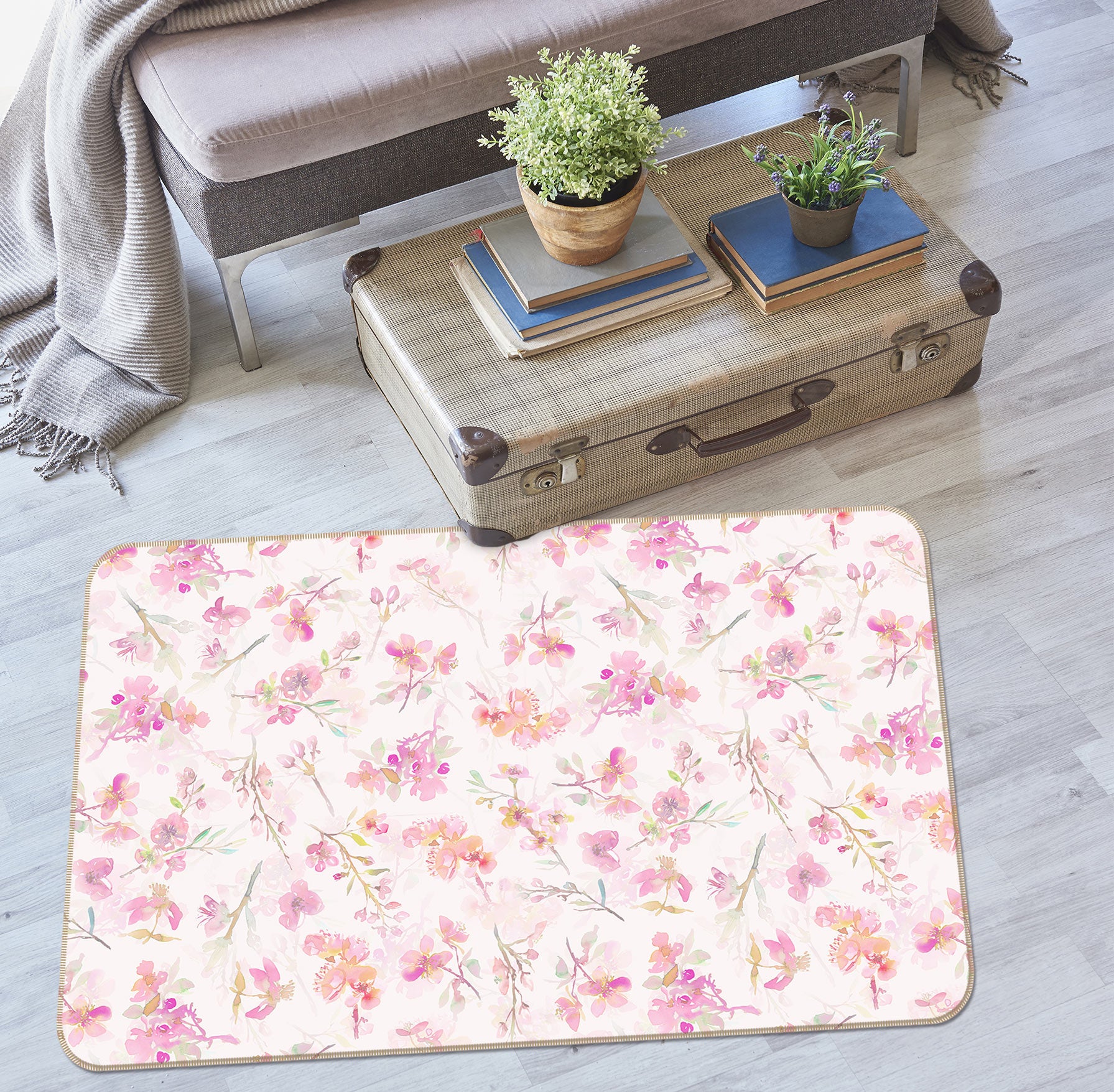 3D Small Flower 084 Uta Naumann Rug Non Slip Rug Mat