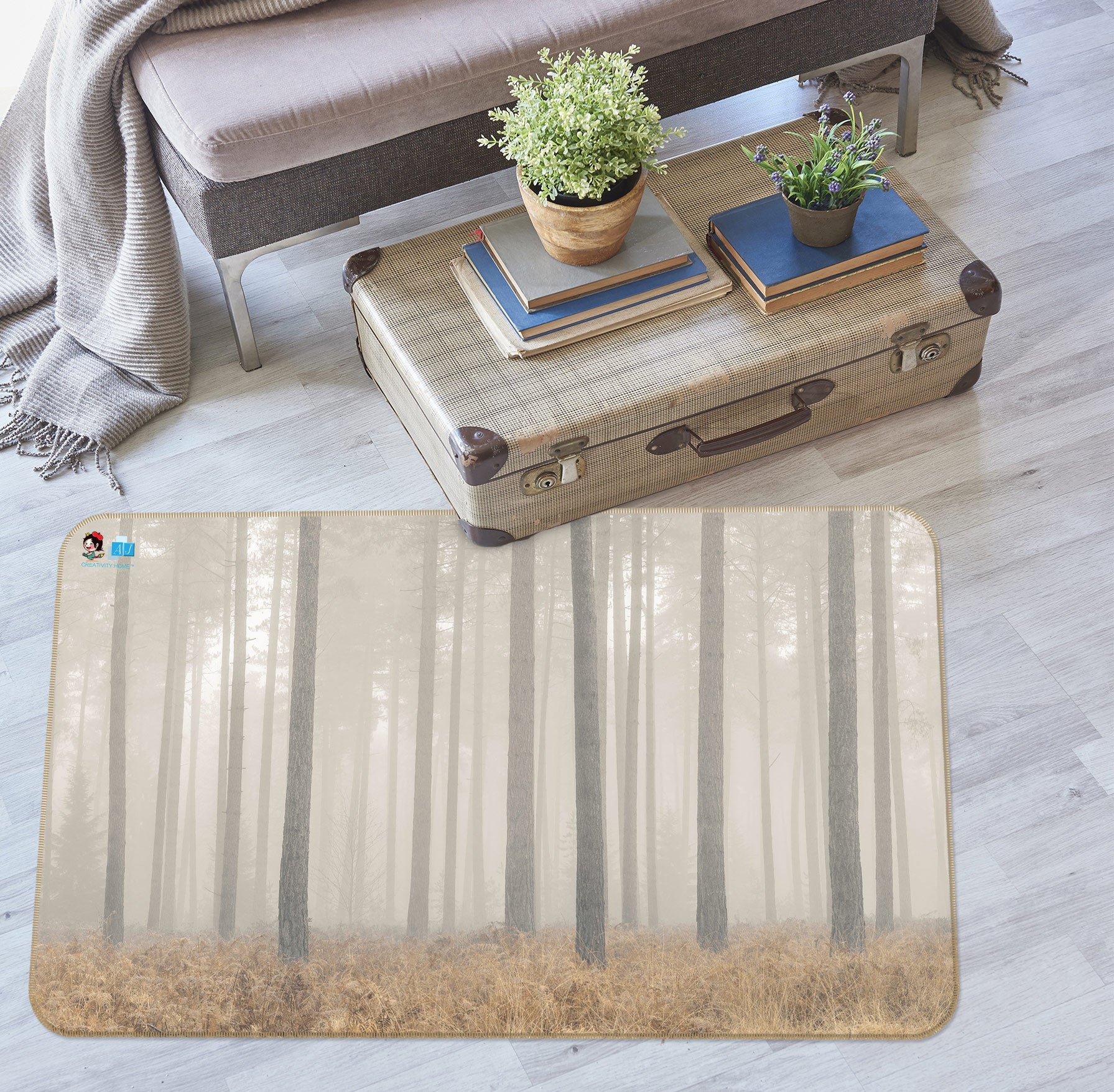 3D Forest Fog 6884 Assaf Frank Rug Non Slip Rug Mat