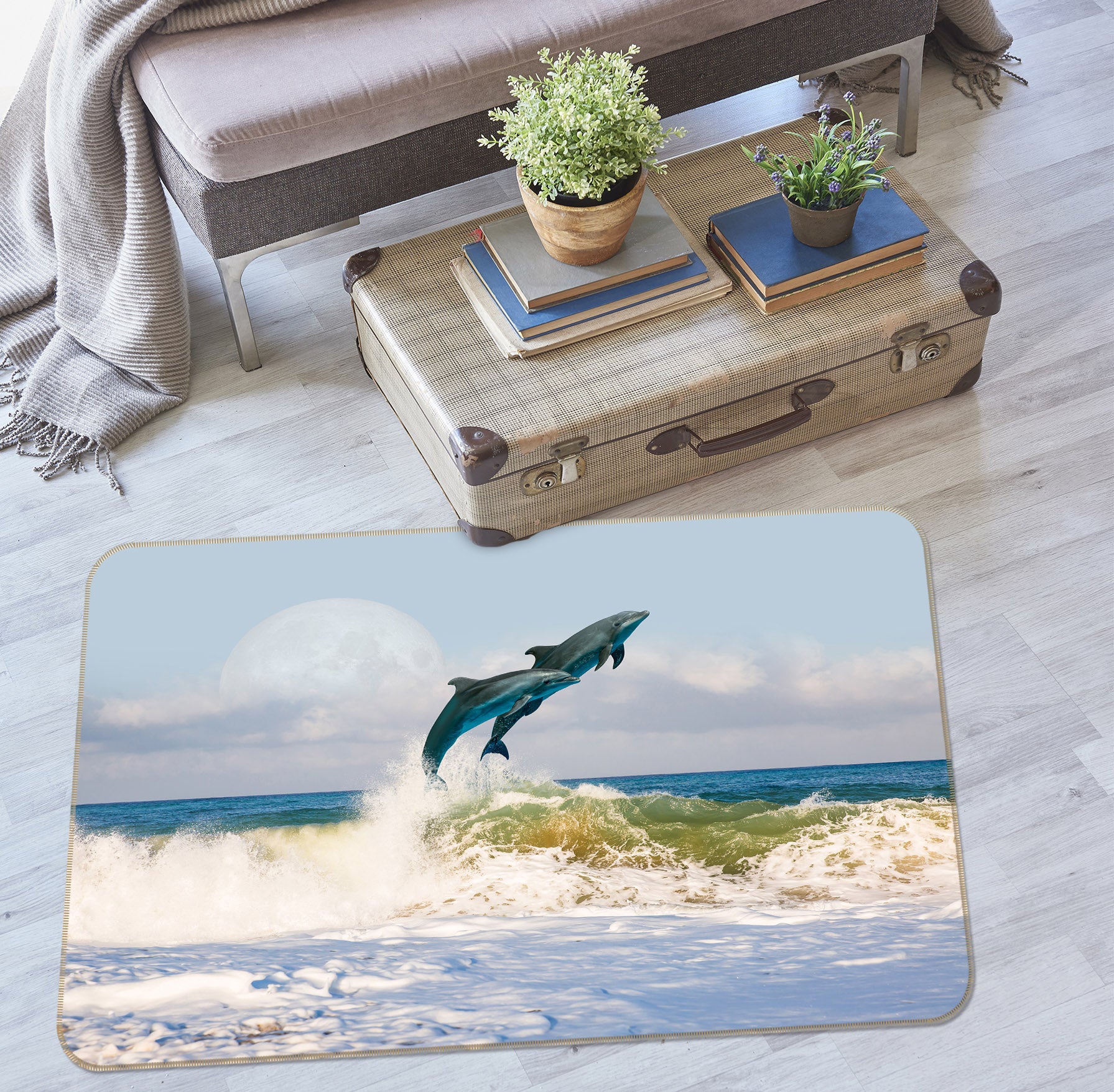 3D Jumping Dolphin 38172 Animal Non Slip Rug Mat