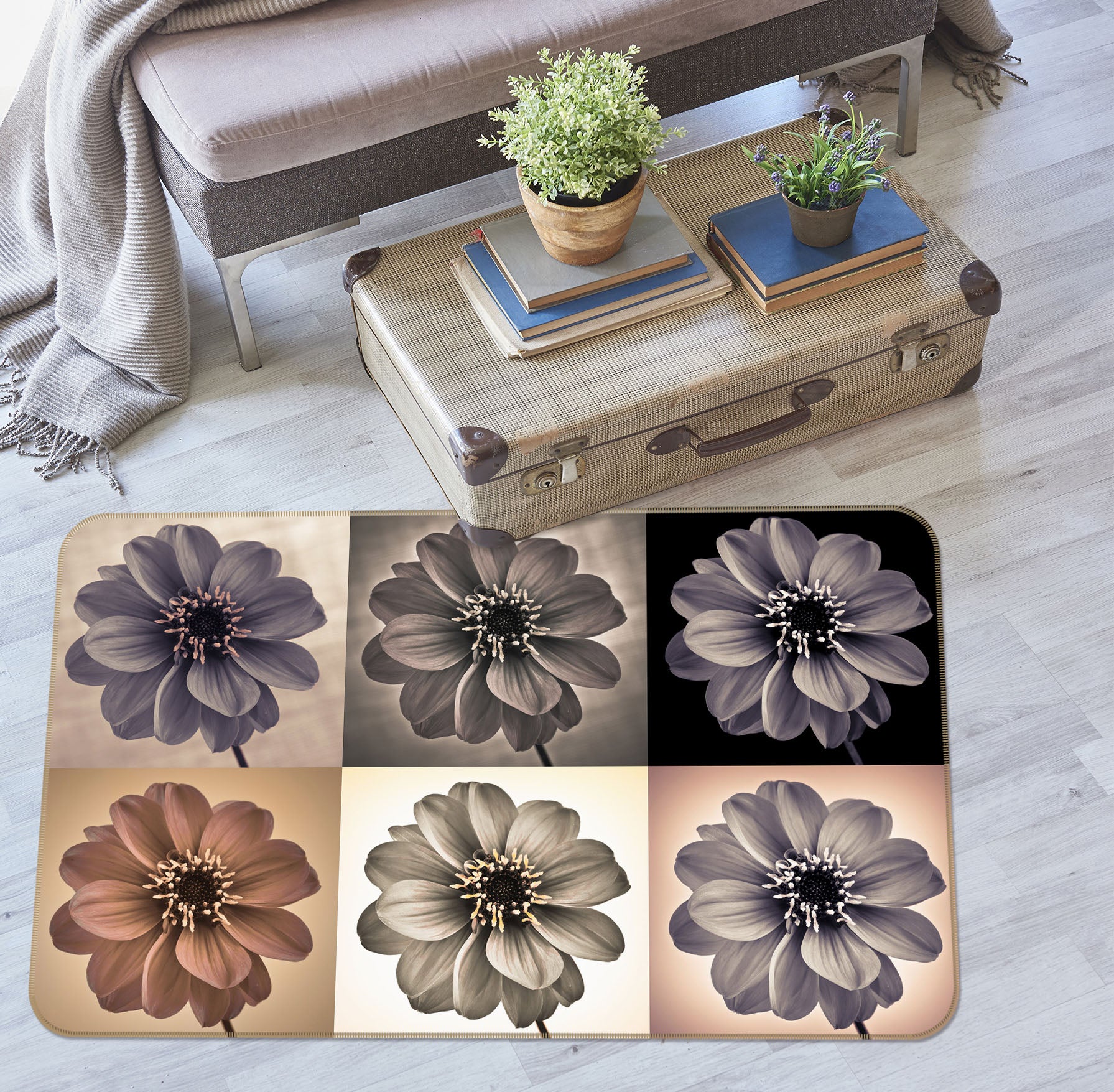 3D Flower Image 3010 Assaf Frank Rug Non Slip Rug Mat