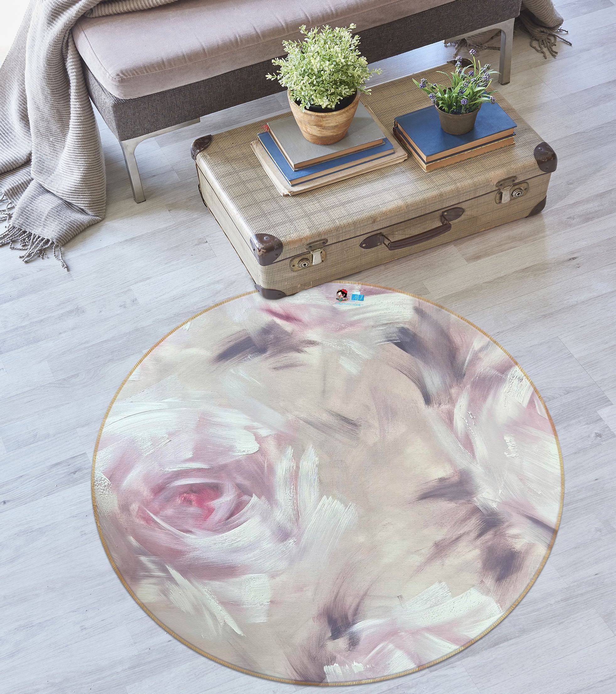 3D Soft Flower 4044 Skromova Marina Rug Round Non Slip Rug Mat