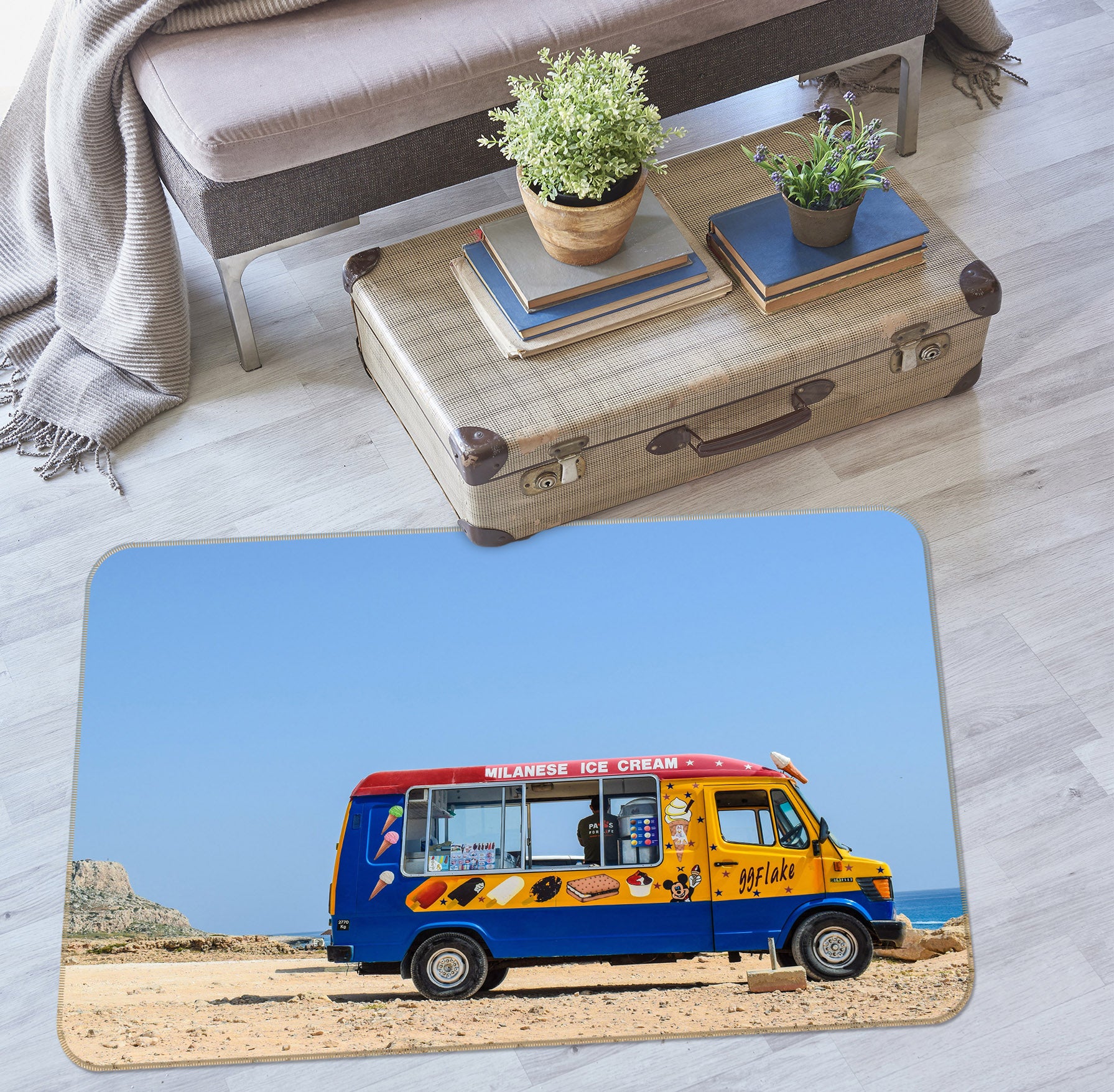 3D Small Bus Car 68061 Vehicle Non Slip Rug Mat