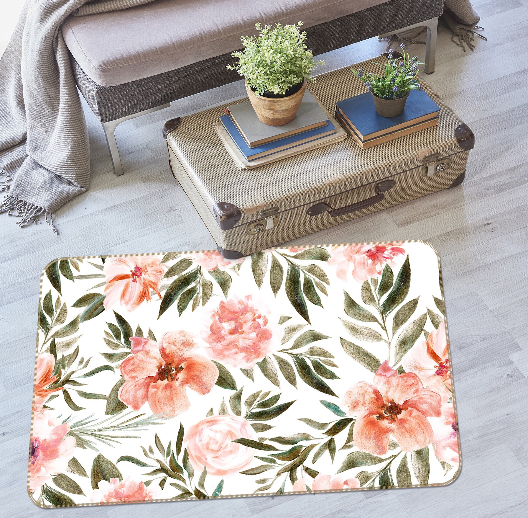 3D Red Flower 090 Uta Naumann Rug Non Slip Rug Mat