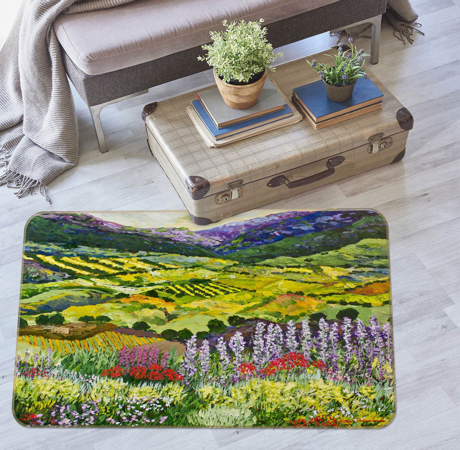 3D Flower Field 1040 Allan P. Friedlander Rug Non Slip Rug Mat