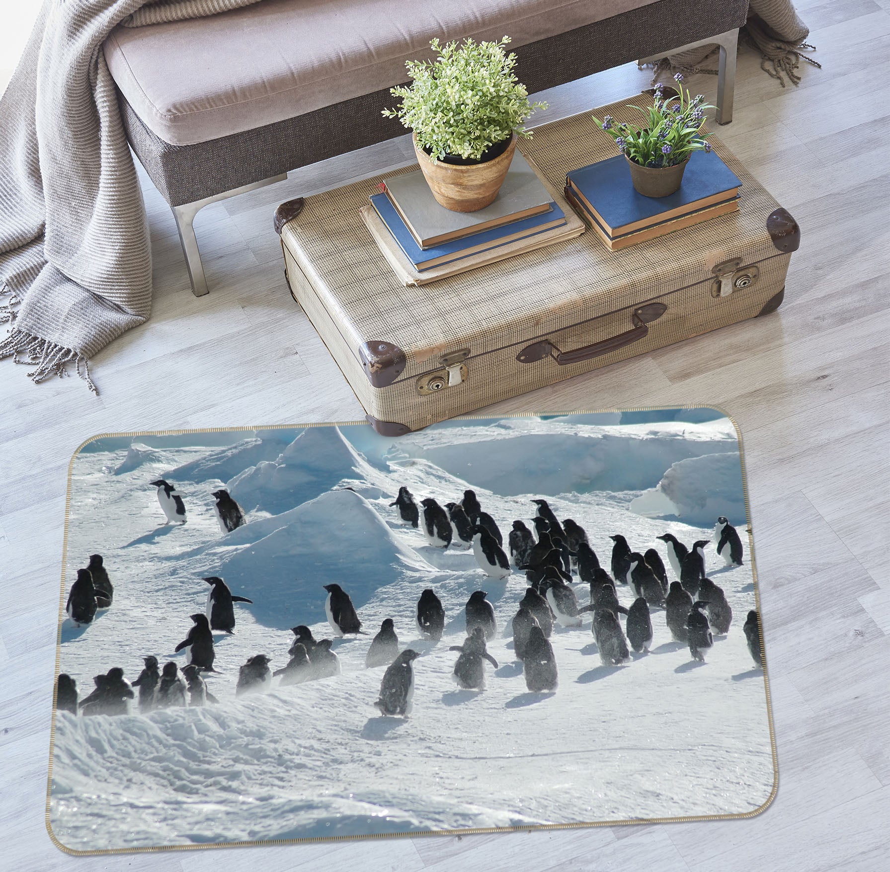 3D Snowfield Penguin 68143 Animal Non Slip Rug Mat