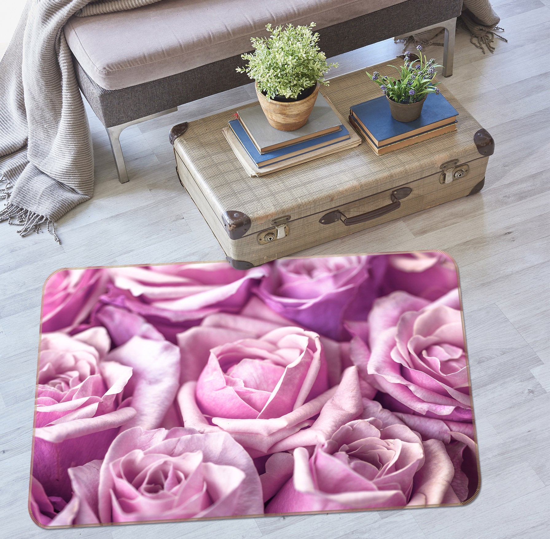 3D Purple Rose 104 Assaf Frank Rug Non Slip Rug Mat