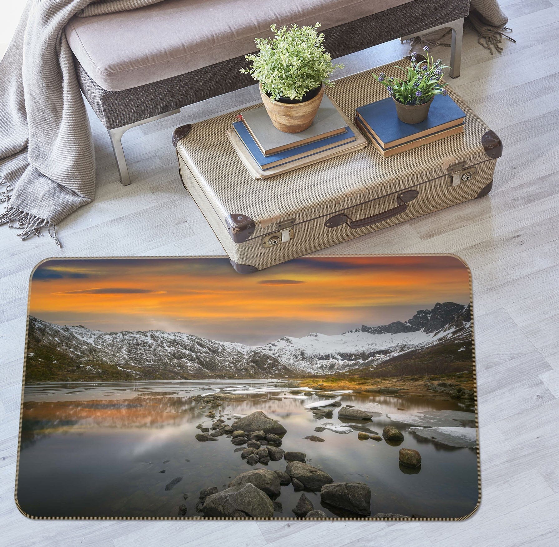 3D Glacier At Night 1127 Marco Carmassi Rug Non Slip Rug Mat Mat AJ Creativity Home 