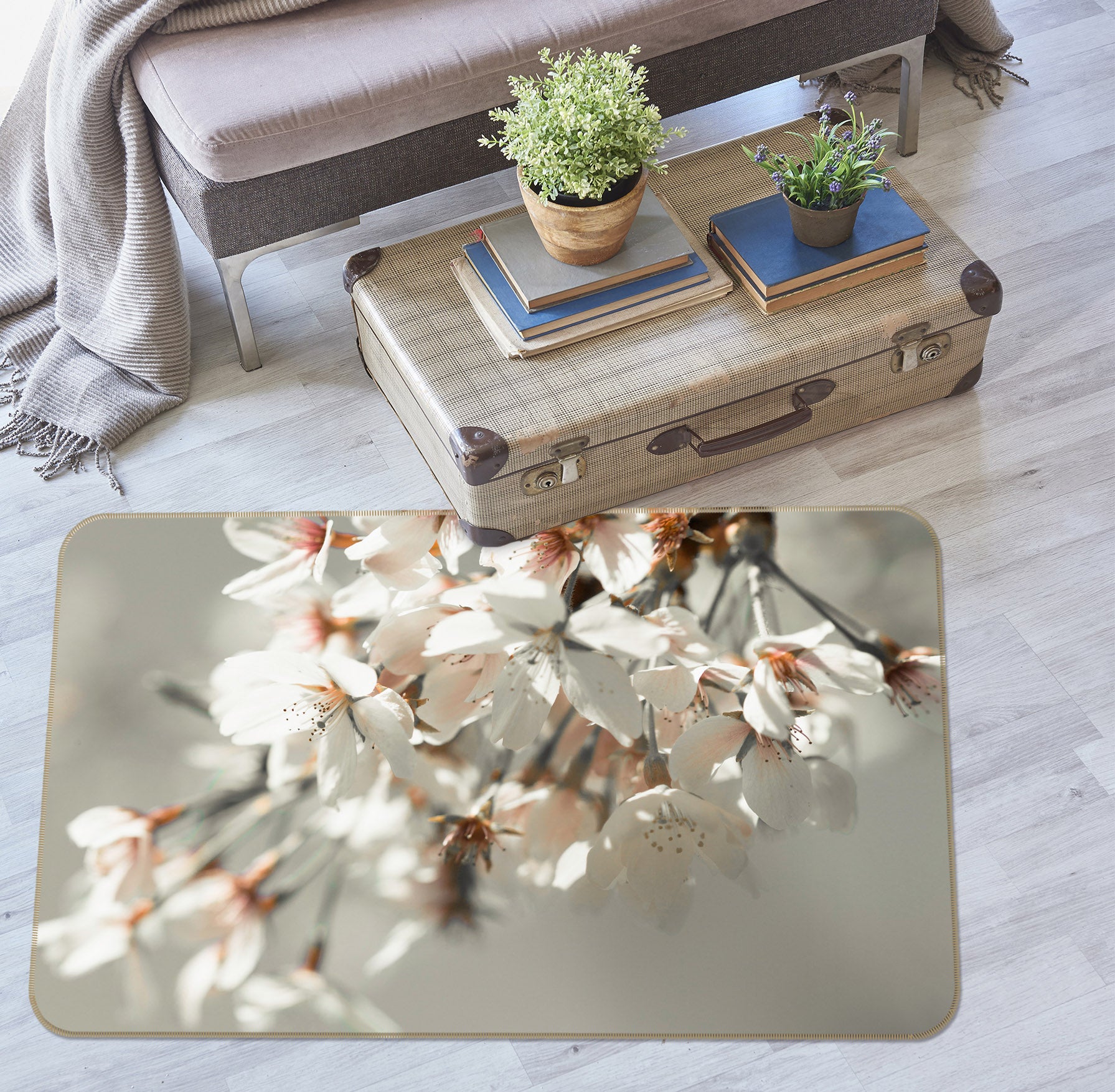 3D Peach Blossom 3008 Assaf Frank Rug Non Slip Rug Mat