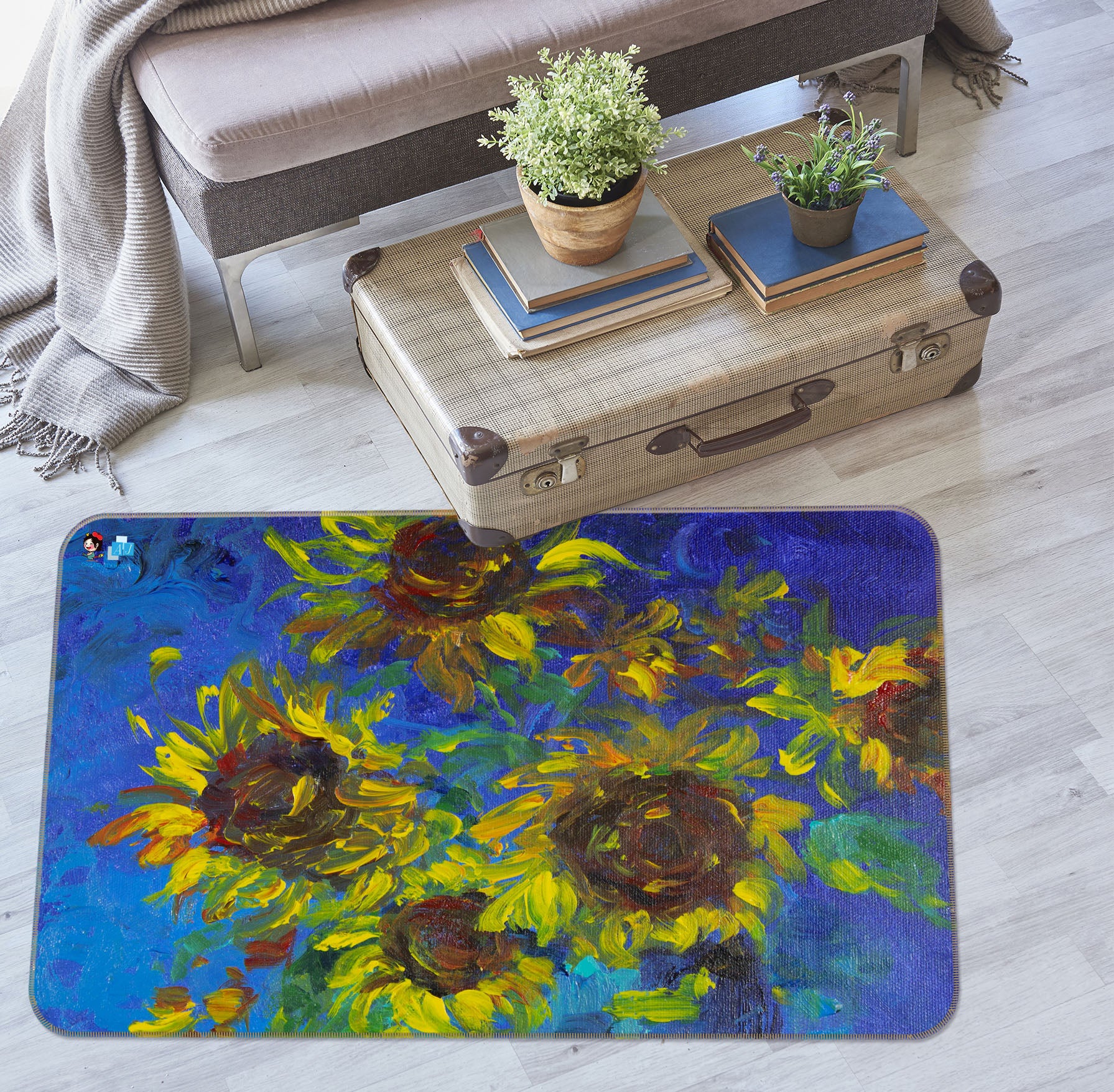 3D Sunflower Bush 0162 Debi Coules Rug Non Slip Rug Mat