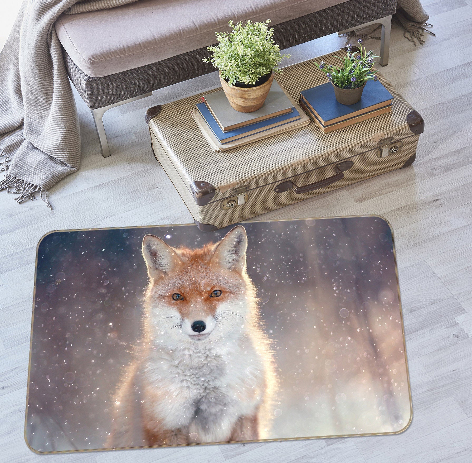 3D Fox Snow 38102 Animal Non Slip Rug Mat