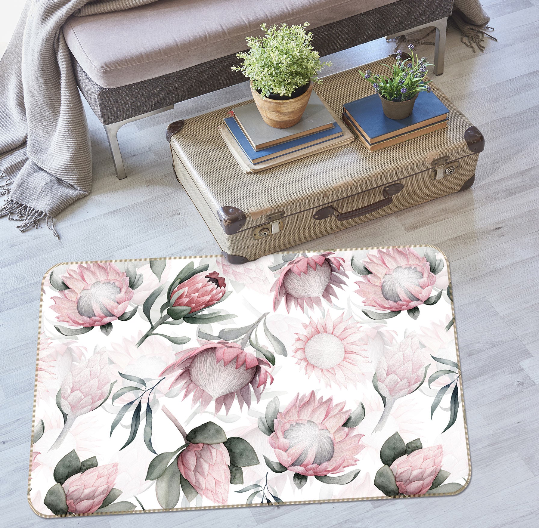 3D Pink Chrysanthemum 104 Uta Naumann Rug Non Slip Rug Mat