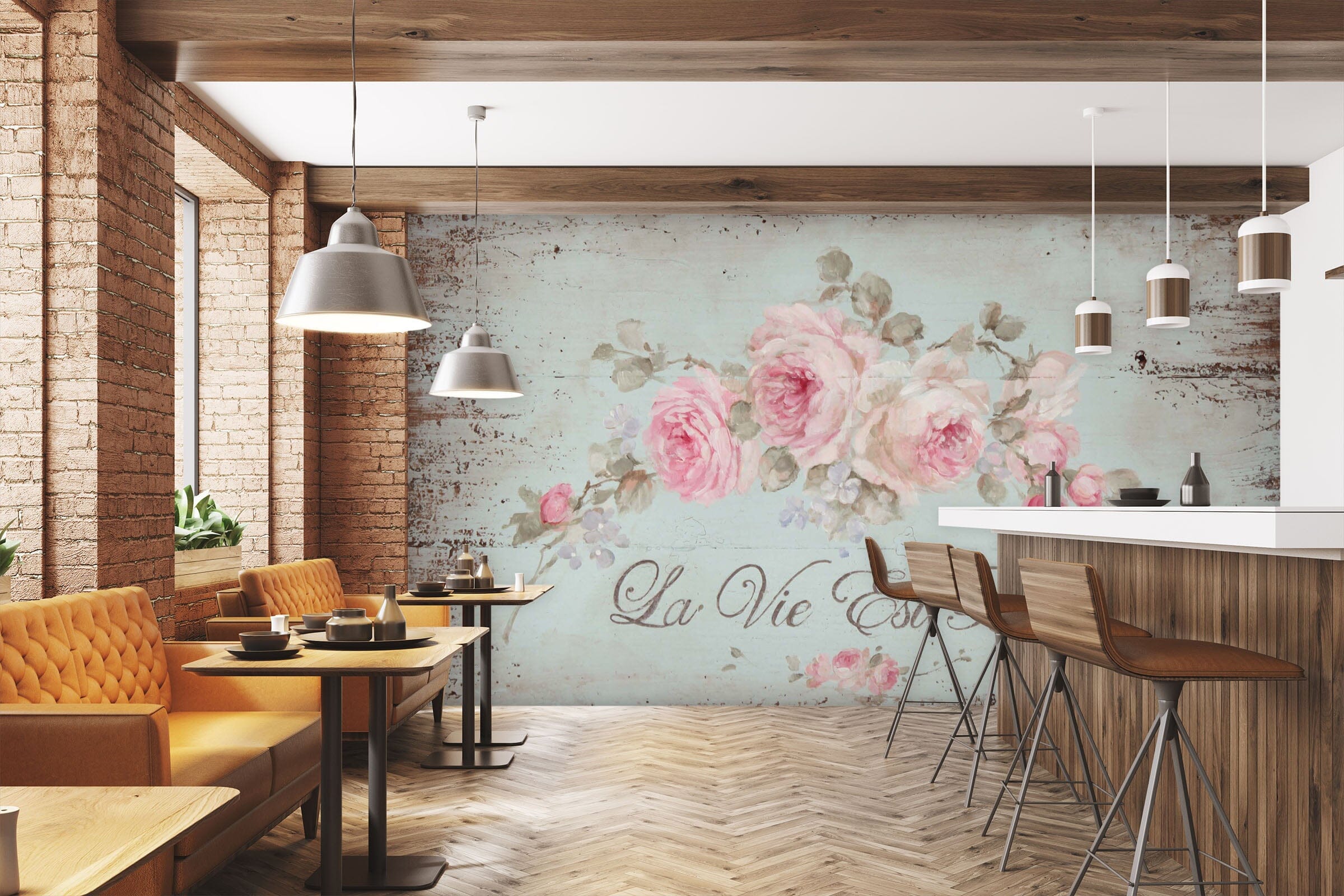 3D Pink Rose 1406 Debi Coules Wall Mural Wall Murals Wallpaper AJ Wallpaper 2 