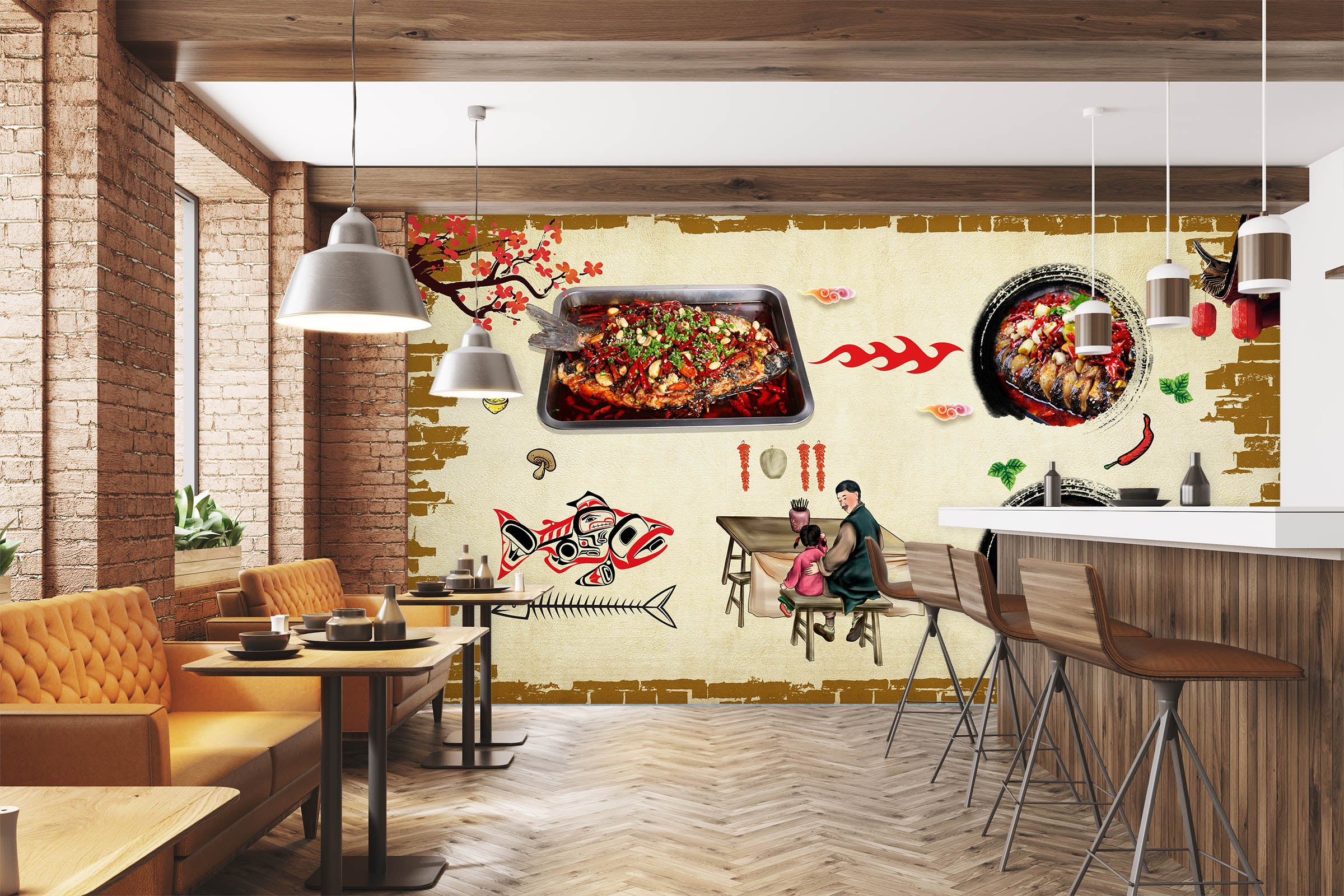 3D Grilled Fish 3026 Wall Murals