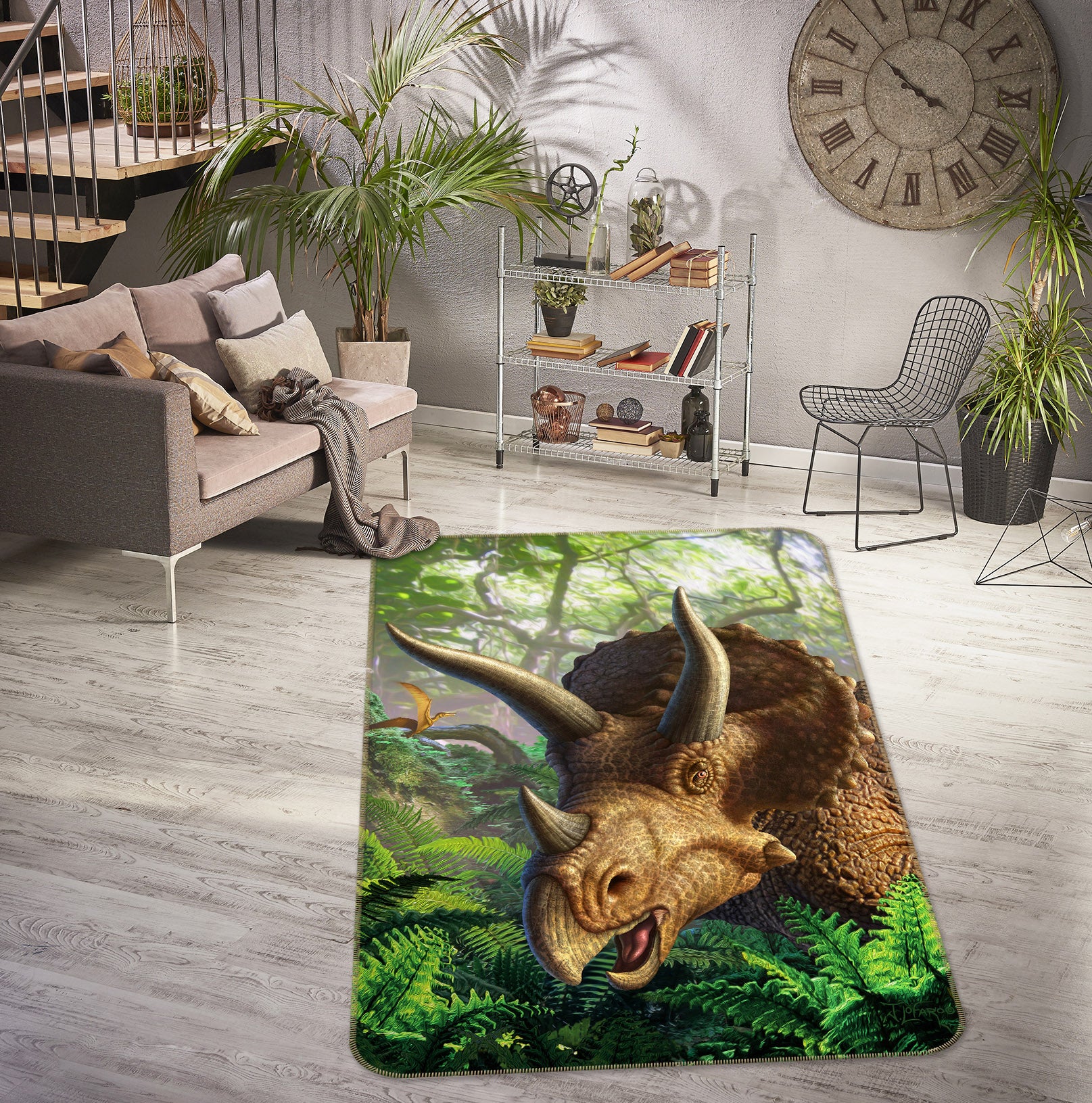 3D Rhinoceros 83109 Jerry LoFaro Rug Non Slip Rug Mat