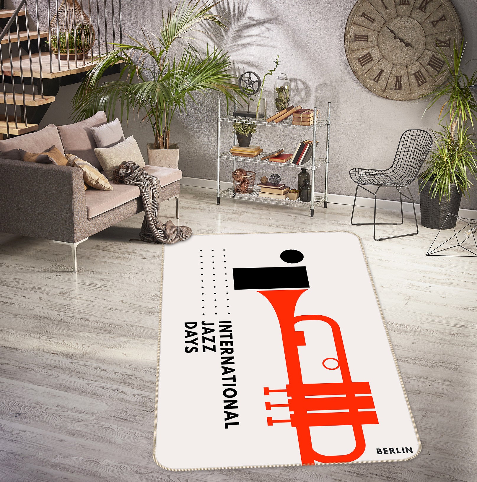 3D Red Trumpet Pattern 1057 Boris Draschoff Rug Non Slip Rug Mat