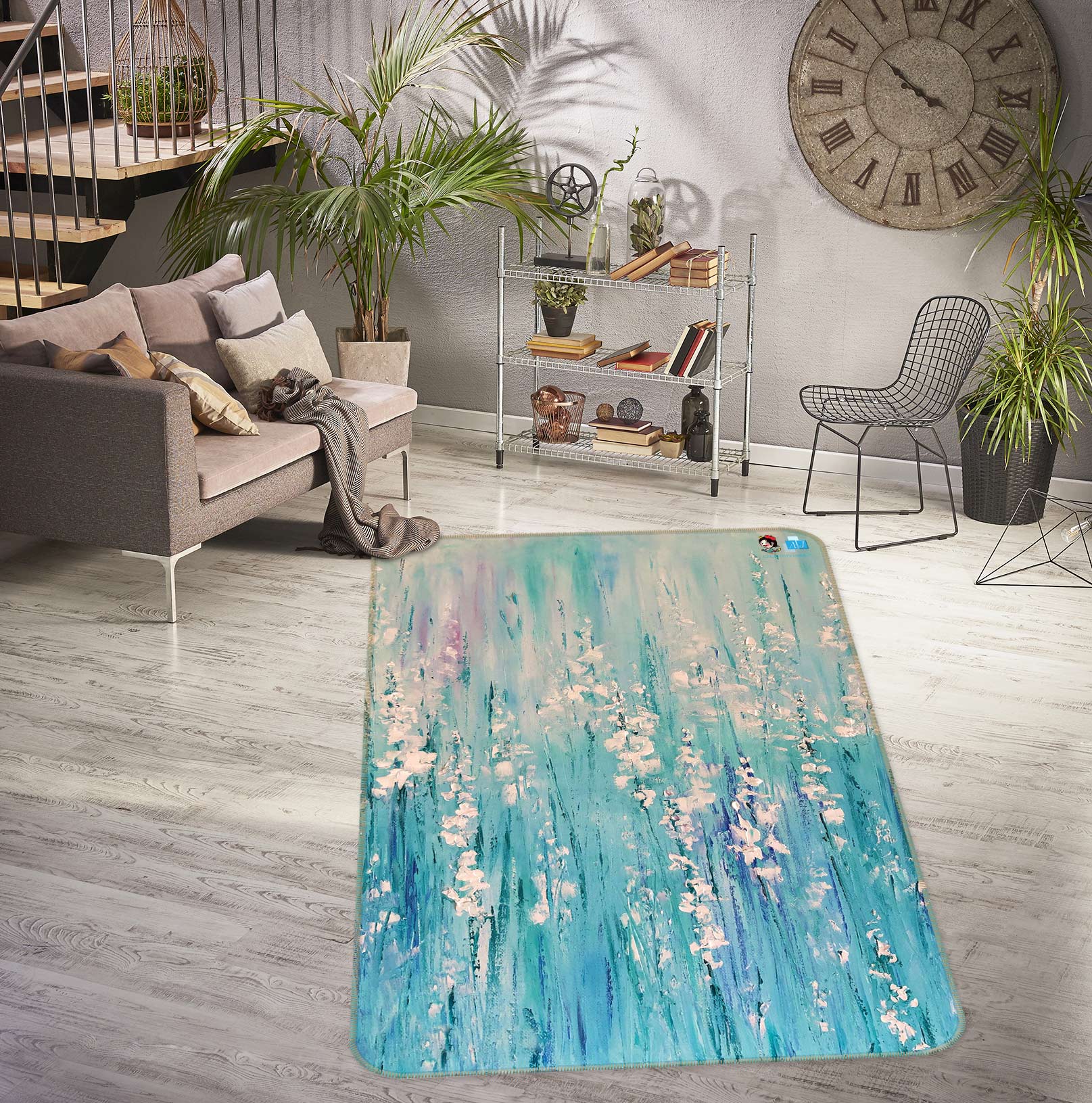 3D White Wildflowers 1188 Skromova Marina Rug Non Slip Rug Mat