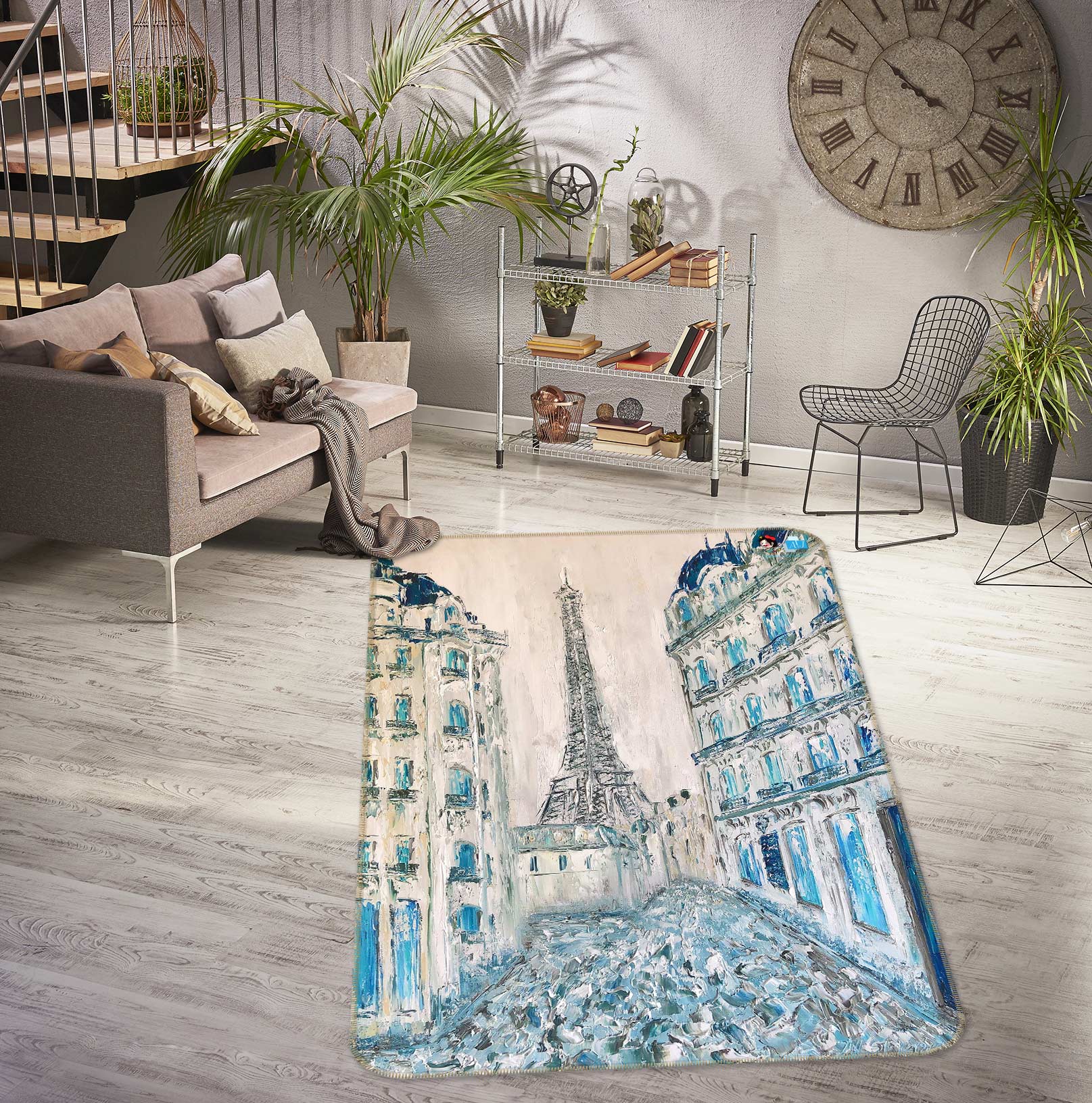 3D Eiffel Tower 1166 Skromova Marina Rug Non Slip Rug Mat