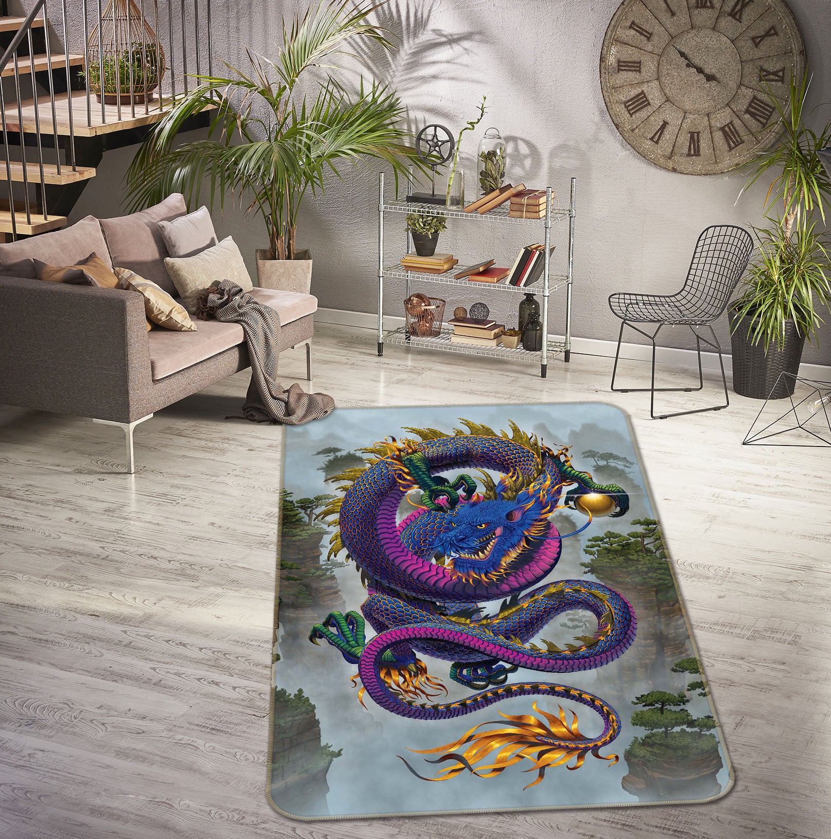 3D Purple Dragon 84227 Vincent Hie Rug Non Slip Rug Mat