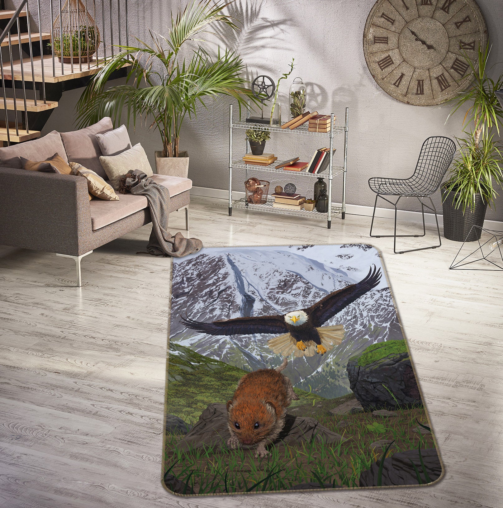 3D Mountains Eagle Mouse 84194 Vincent Hie Rug Non Slip Rug Mat