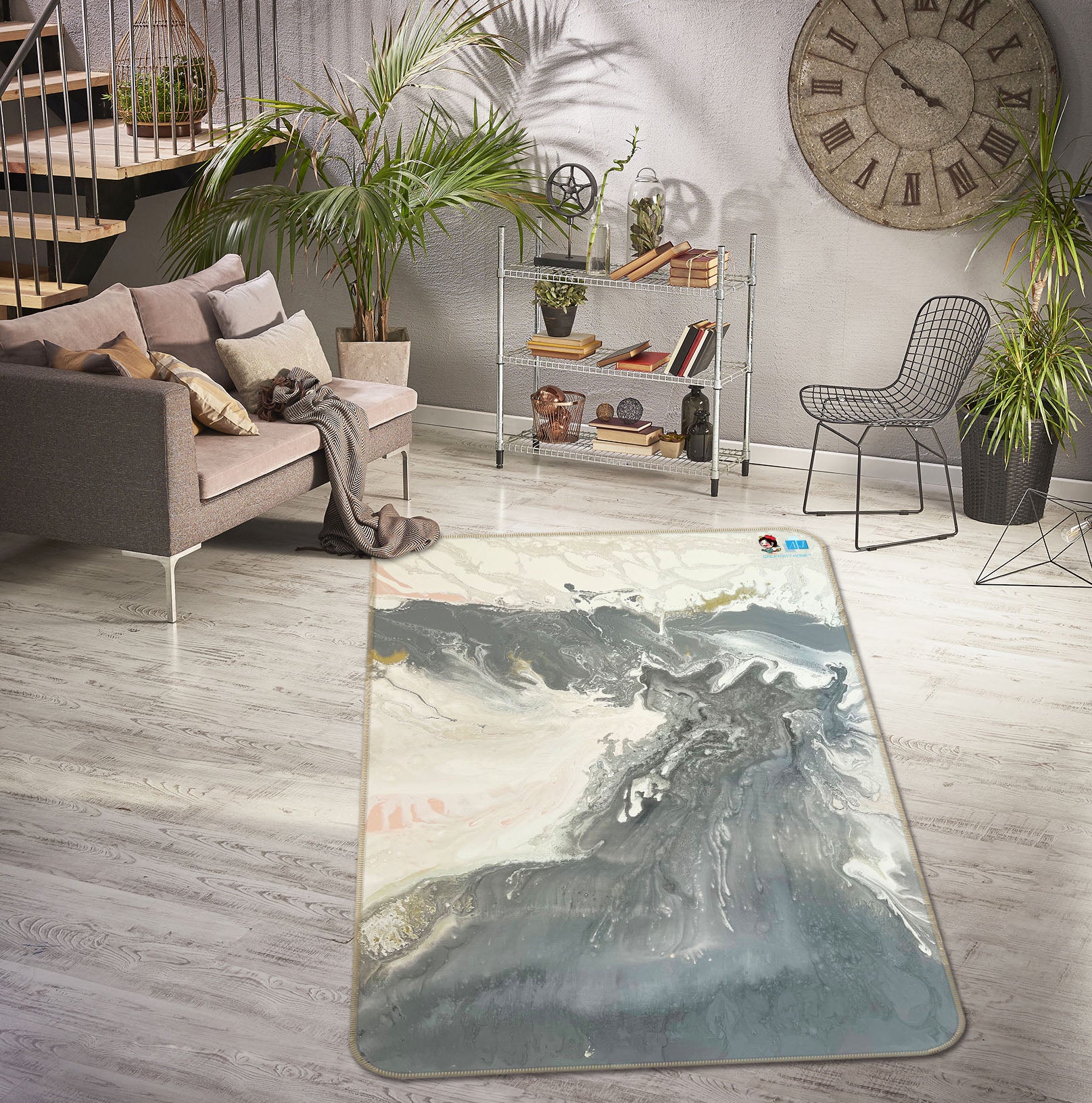 3D Ink Smudge 3045 Skromova Marina Rug Non Slip Rug Mat