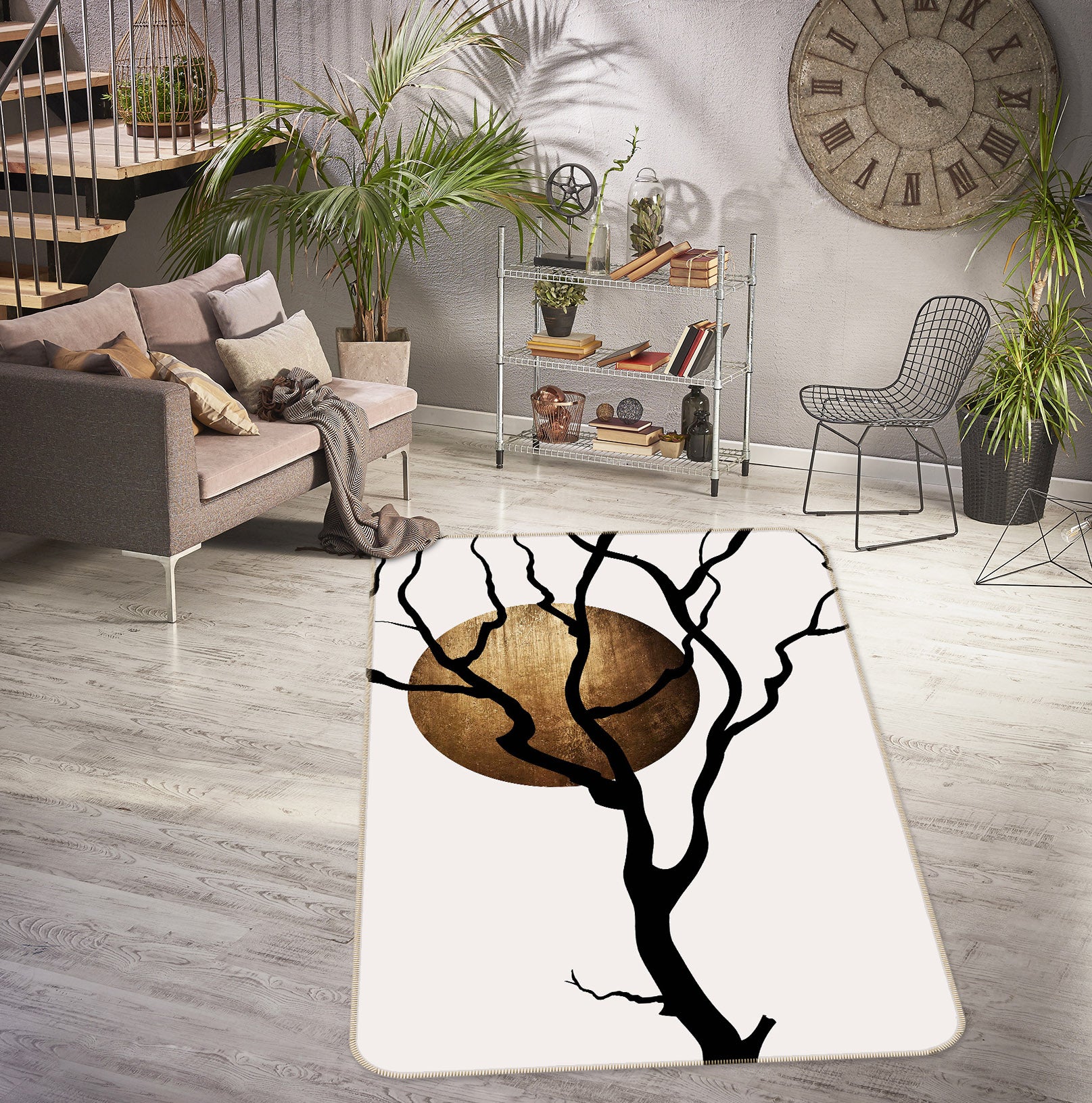 3D Black Tree Moon 1088 Boris Draschoff Rug Non Slip Rug Mat