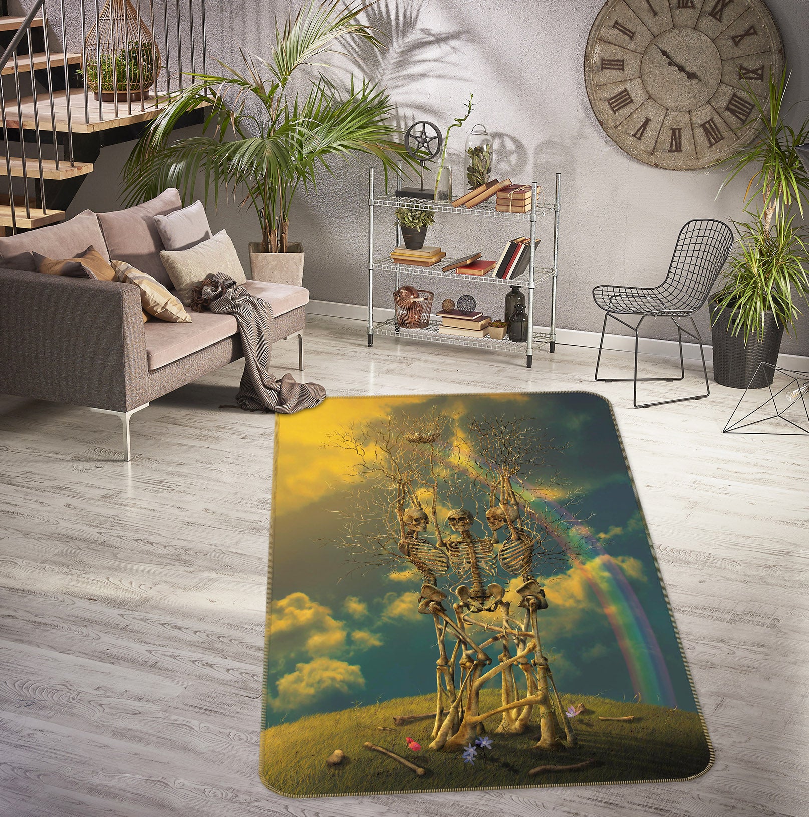 3D Skeleton Rainbow 84235 Vincent Hie Rug Non Slip Rug Mat