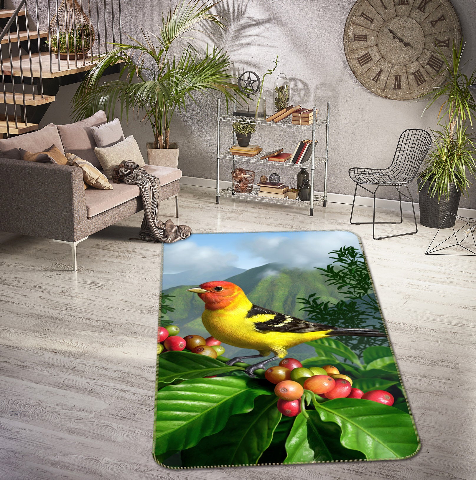 3D Bird Fruit Tree 83111 Jerry LoFaro Rug Non Slip Rug Mat